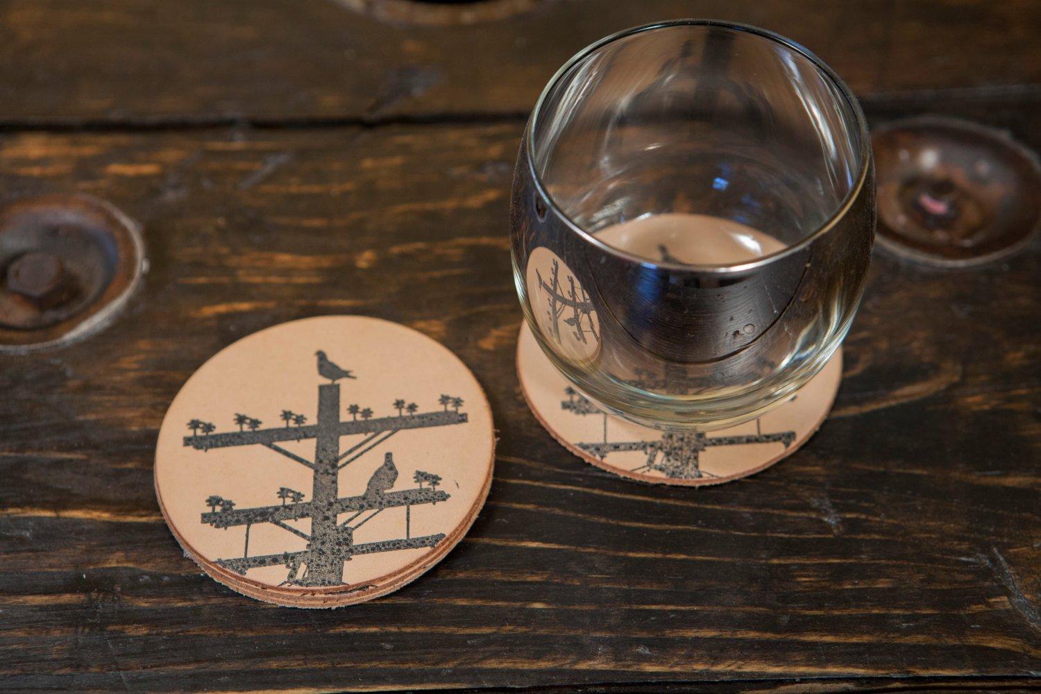 Logo Leather Coasters
