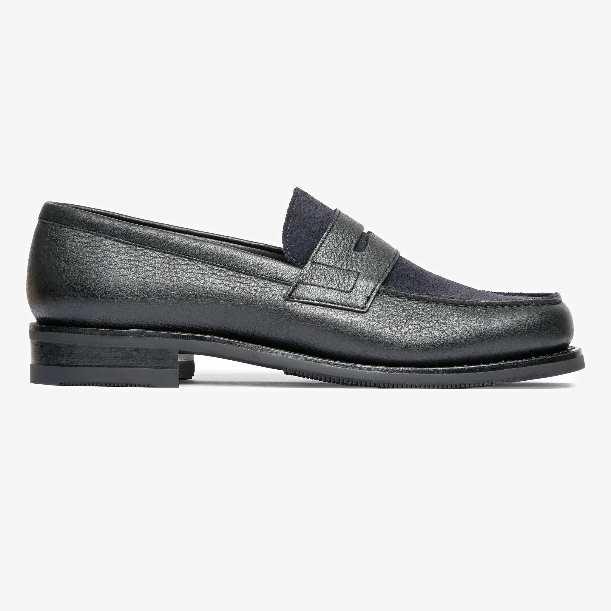 Spectator Loafer | Ink Blue Suede & Noir Milled - Armin Last