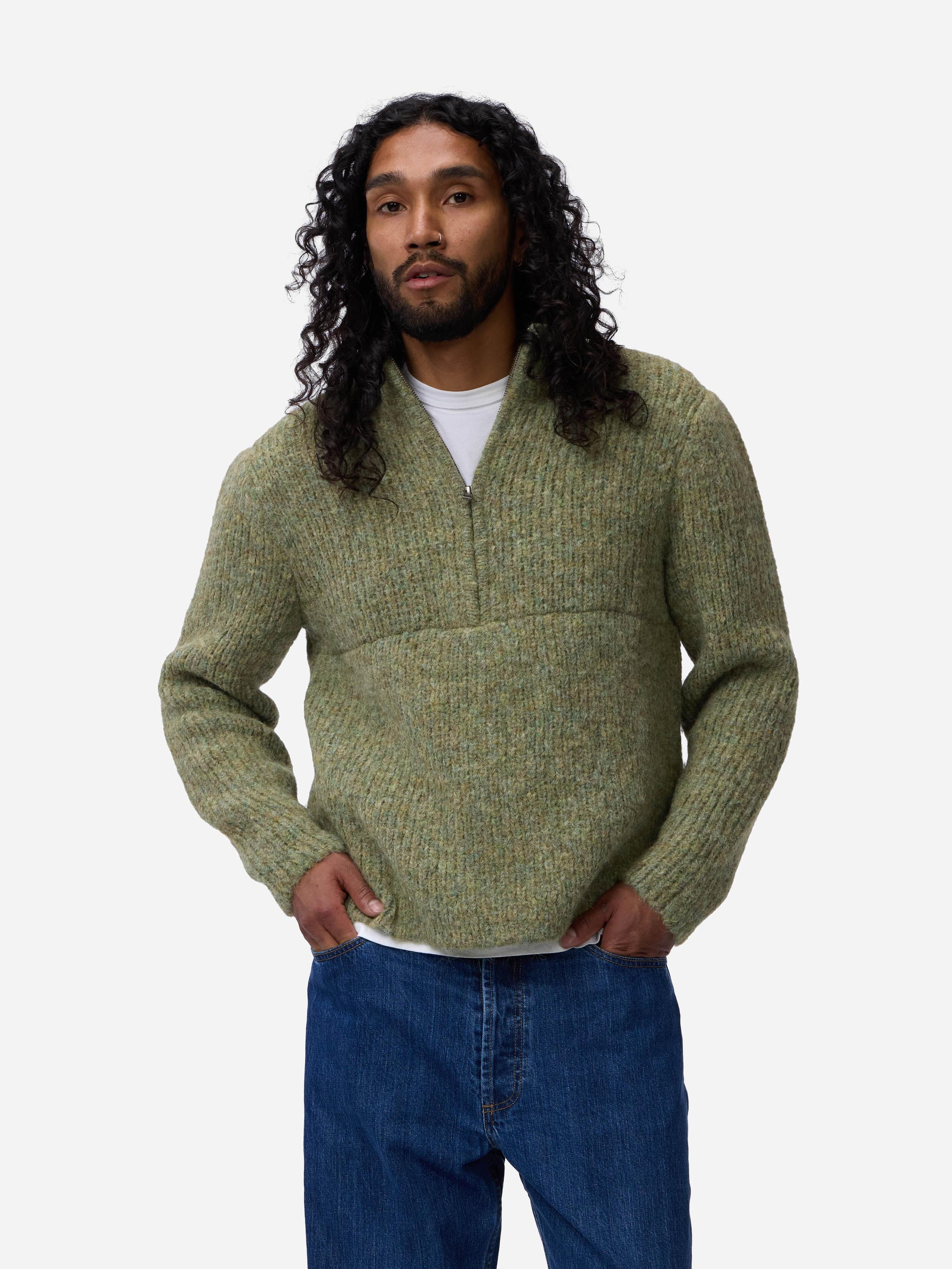 Half Zip Knit ~ Marled Sage