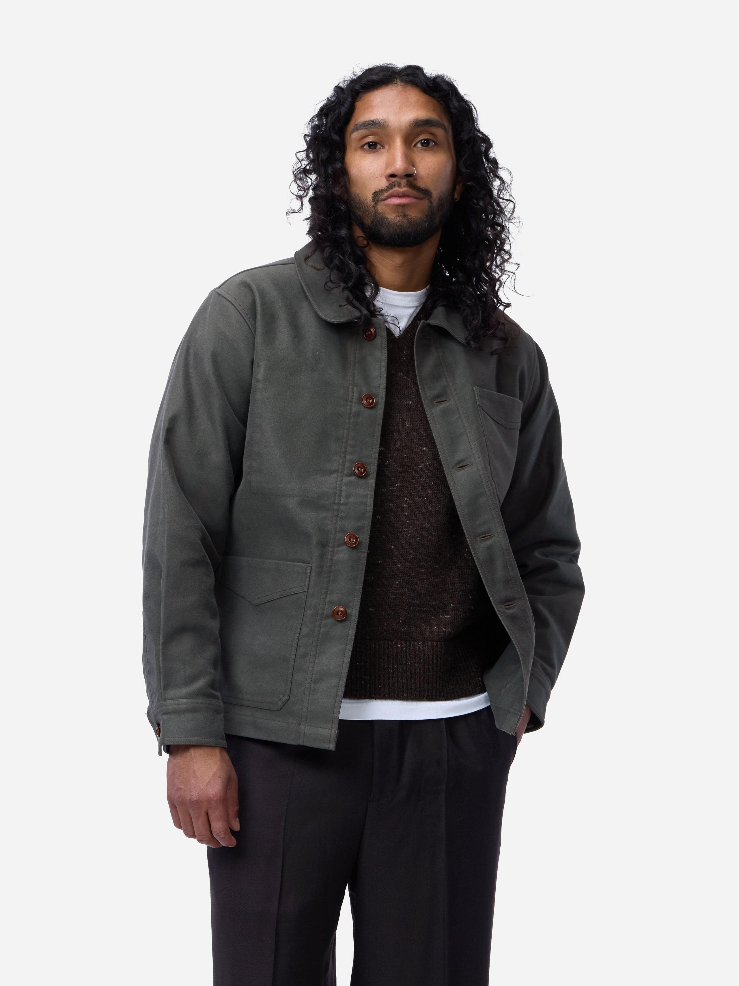 French Work Jacket ~ Grey Moleskin