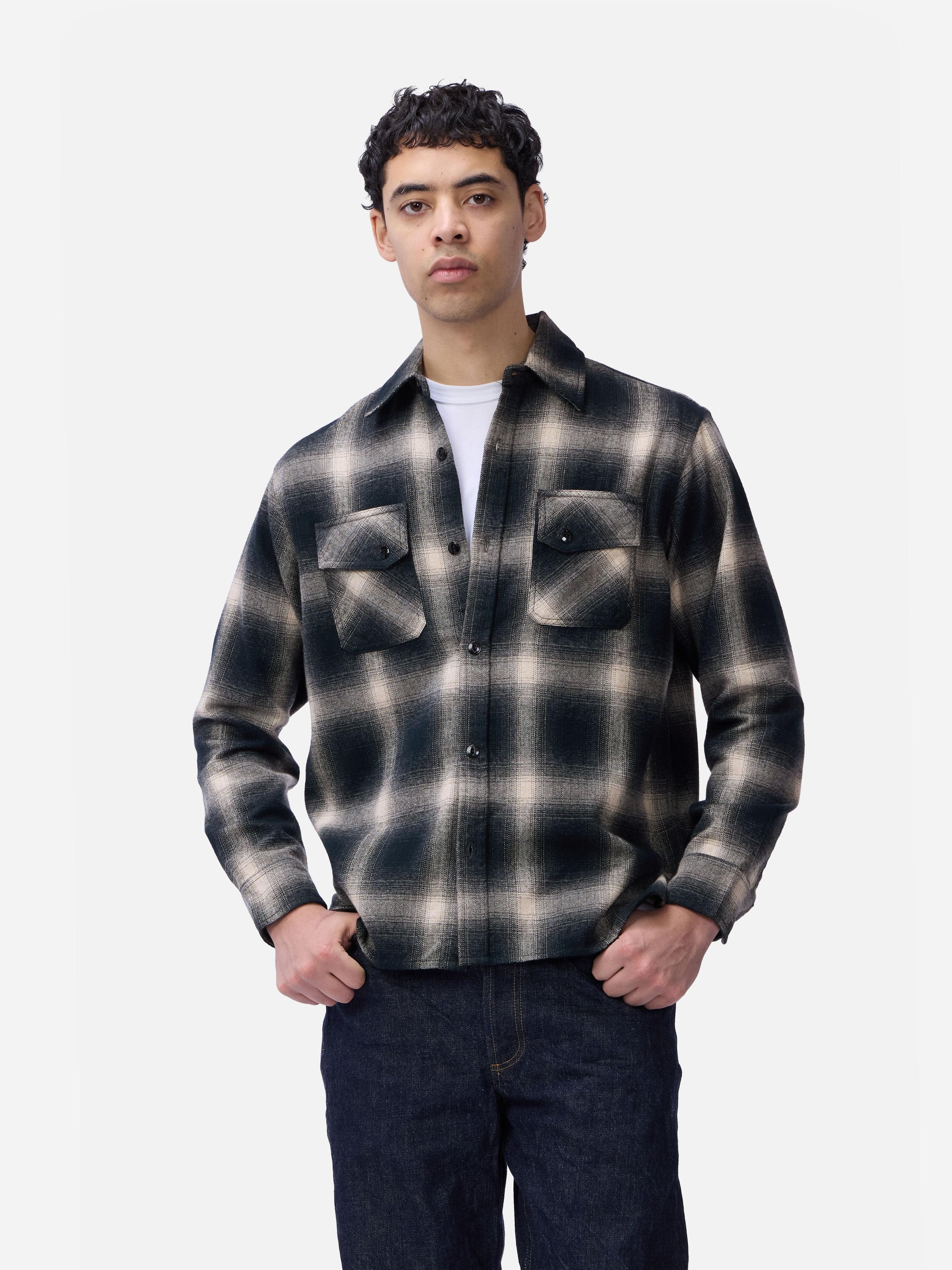 Crosscut Flannel ~ Black Ombre Plaid