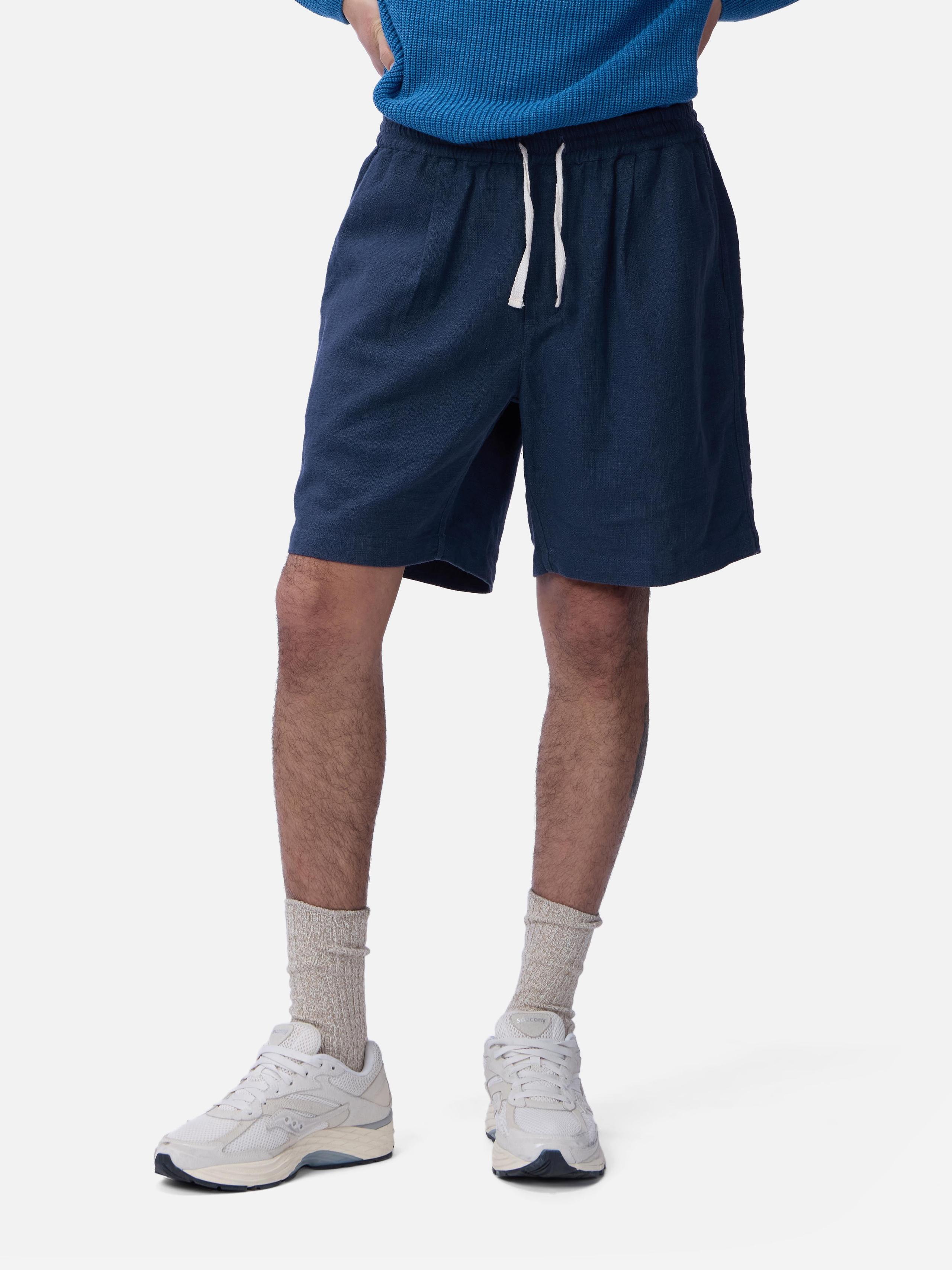 Drawstring Short ~ Navy Linen