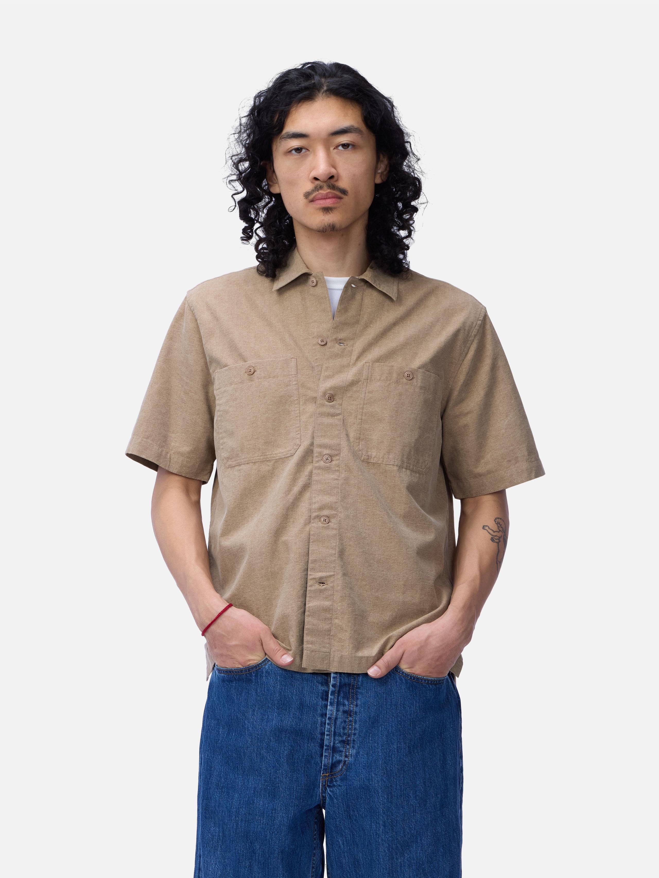 Short Sleeve Workshirt ~ Brown Pigment Dye