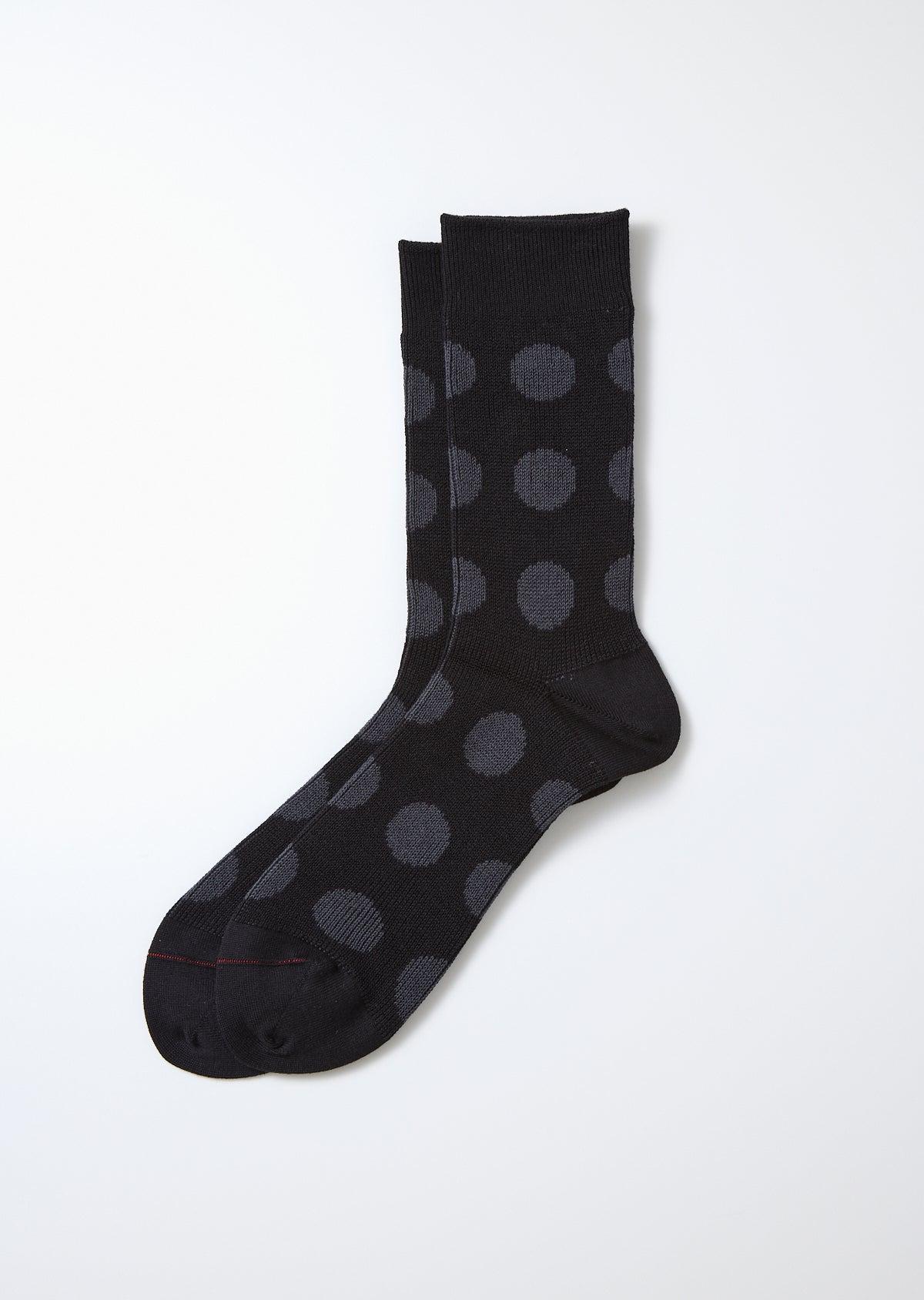 ROTOTO Porthole Dot Socks - Black/Charcoal