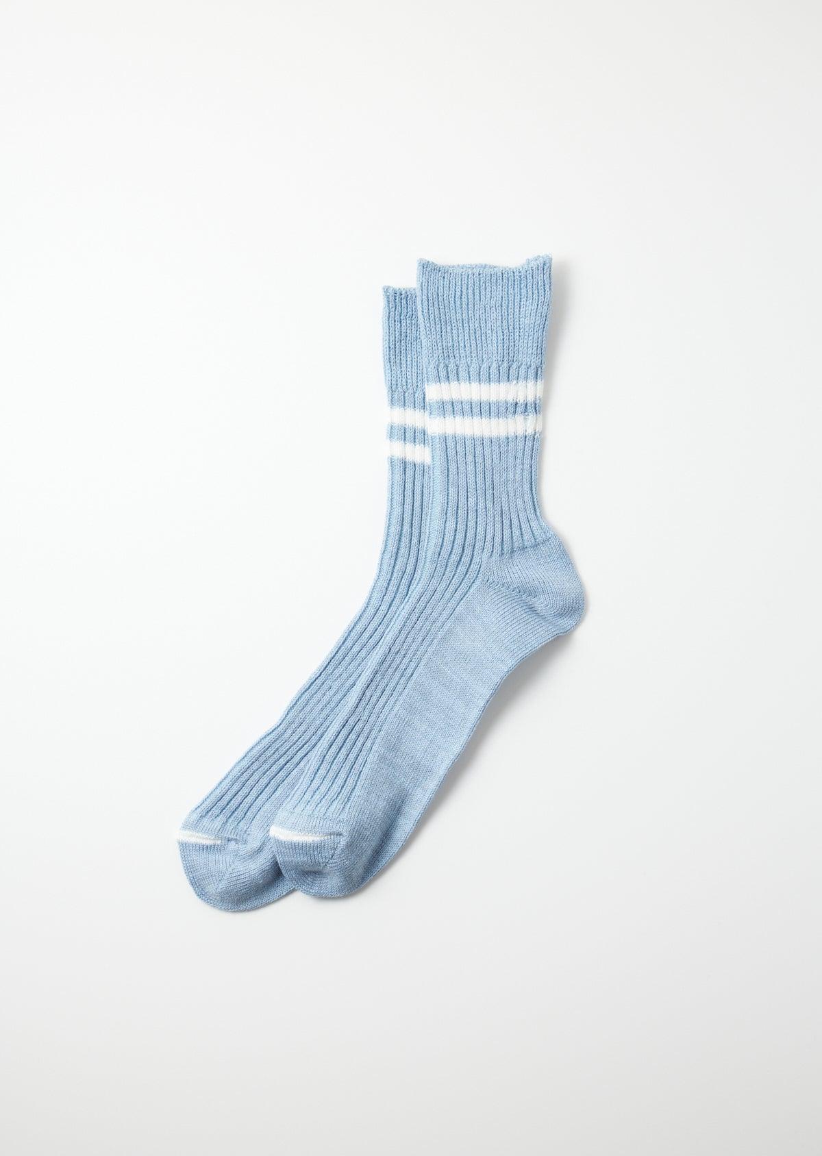 Hemp Organic Cotton Stripe Socks - Morning Blue/White