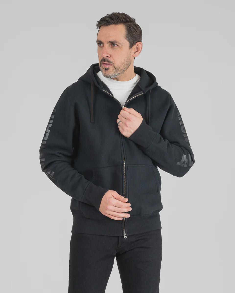Printed 14oz Ultra Heavyweight Loopwheel Cotton Zippered Hoodie IHSW-80L-BLK - Black