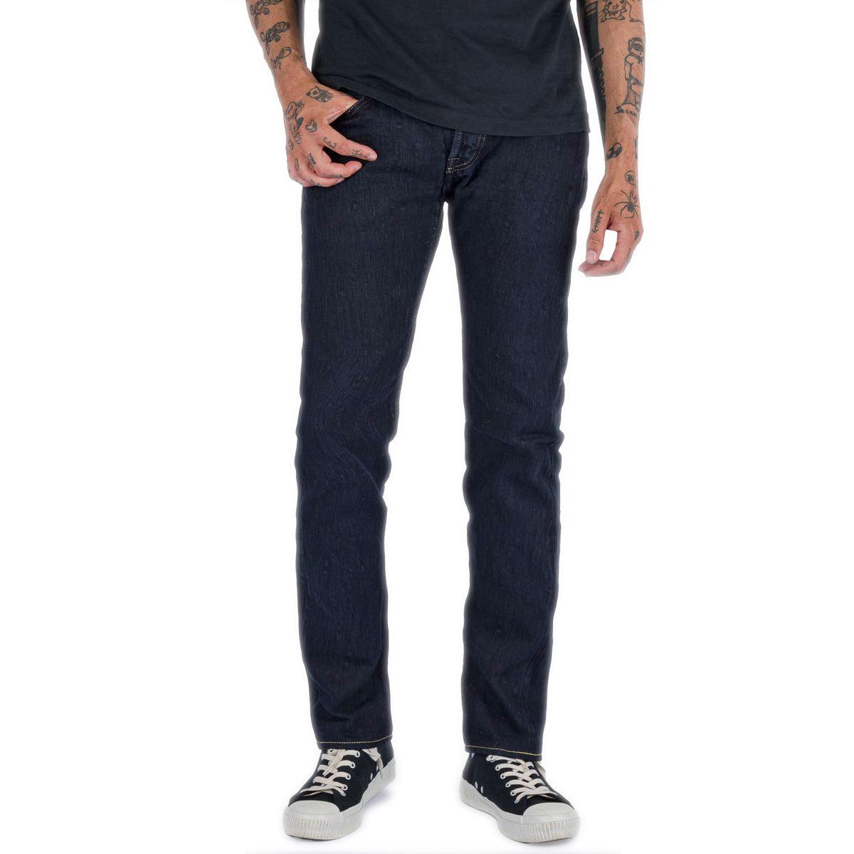 16oz Slubby Selvedge Denim Slim Tapered Cut Jeans IH-777S-SLBod - Indigo Overdyed Black