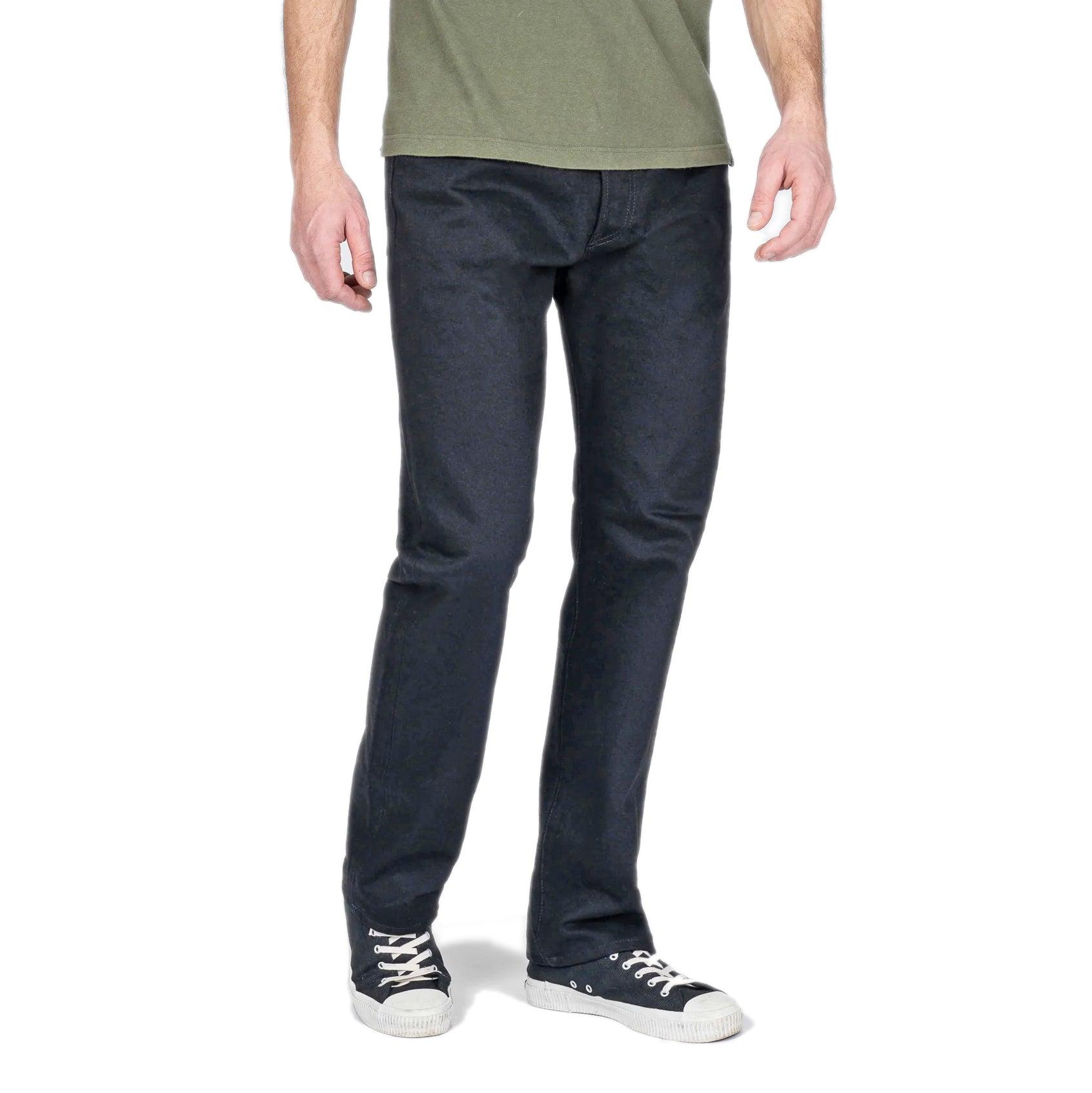 14oz Selvedge Denim Relaxed Tapered Cut Jeans IH-888S-142BB - Black/Black