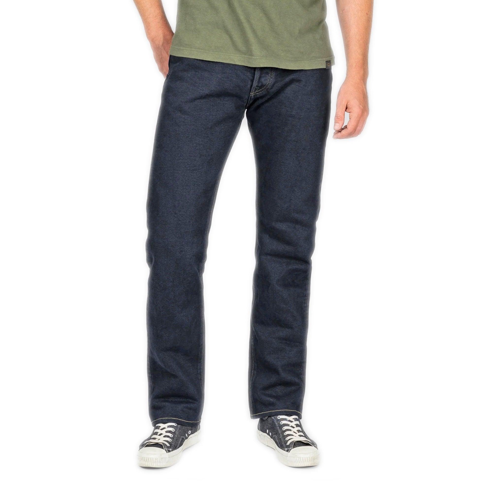 21oz Selvedge Denim Relaxed Tapered Cut Jeans IH-888S-21od - Indigo Overdyed Black