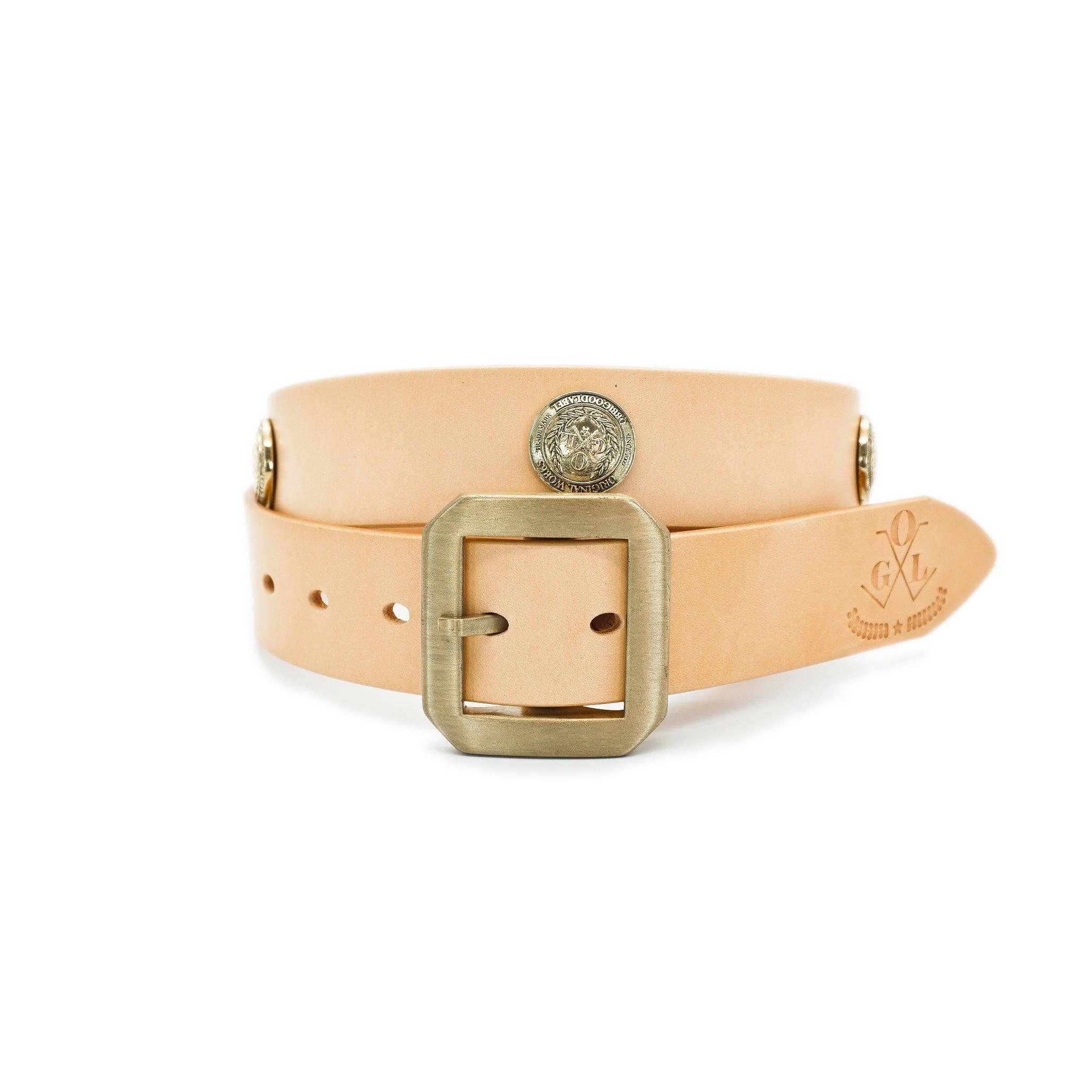 OGL Belt Single-Prong Concho Leather Belt Natural