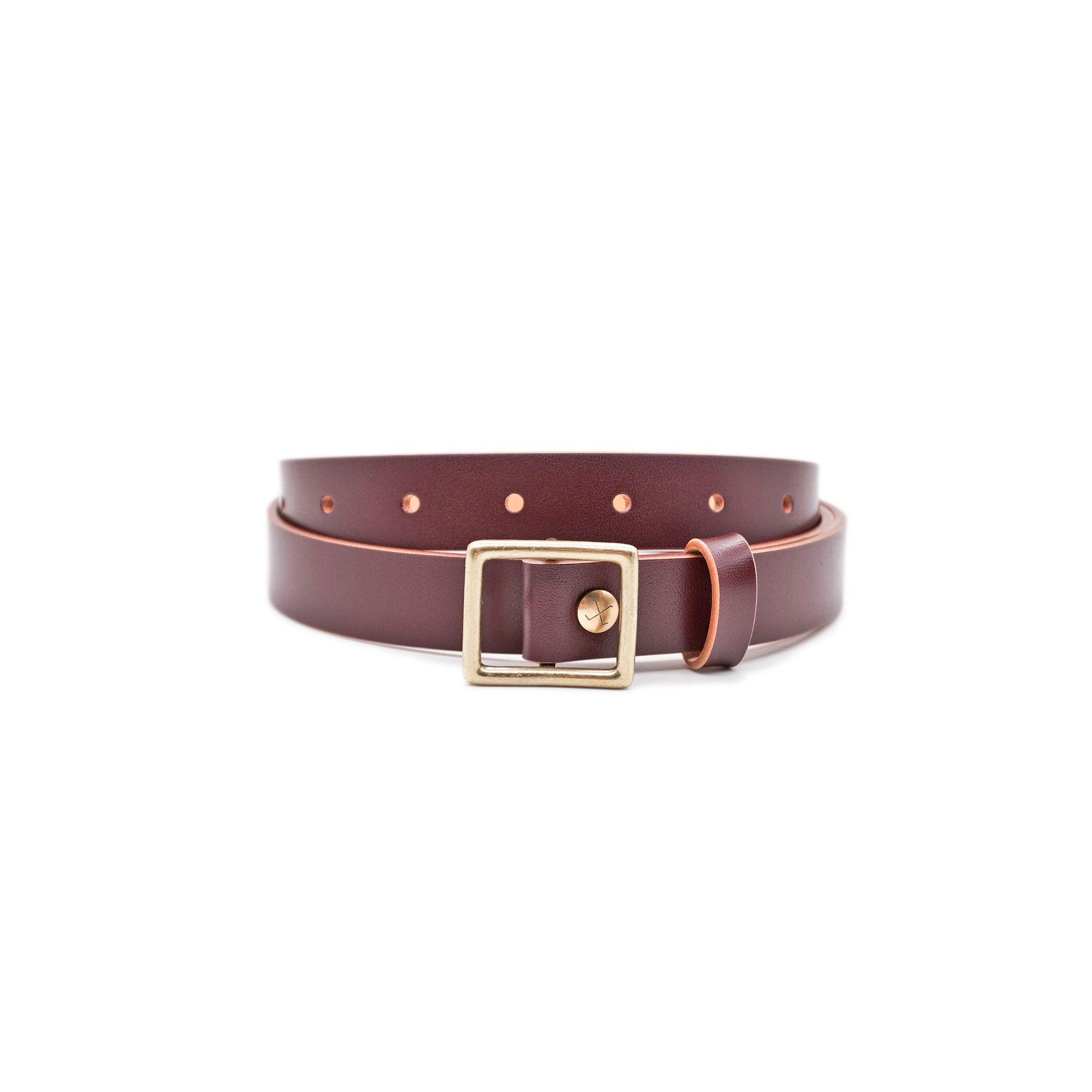 OGL Belt Obbies Square Buckle Leather Belt Hand-Dyed Brown