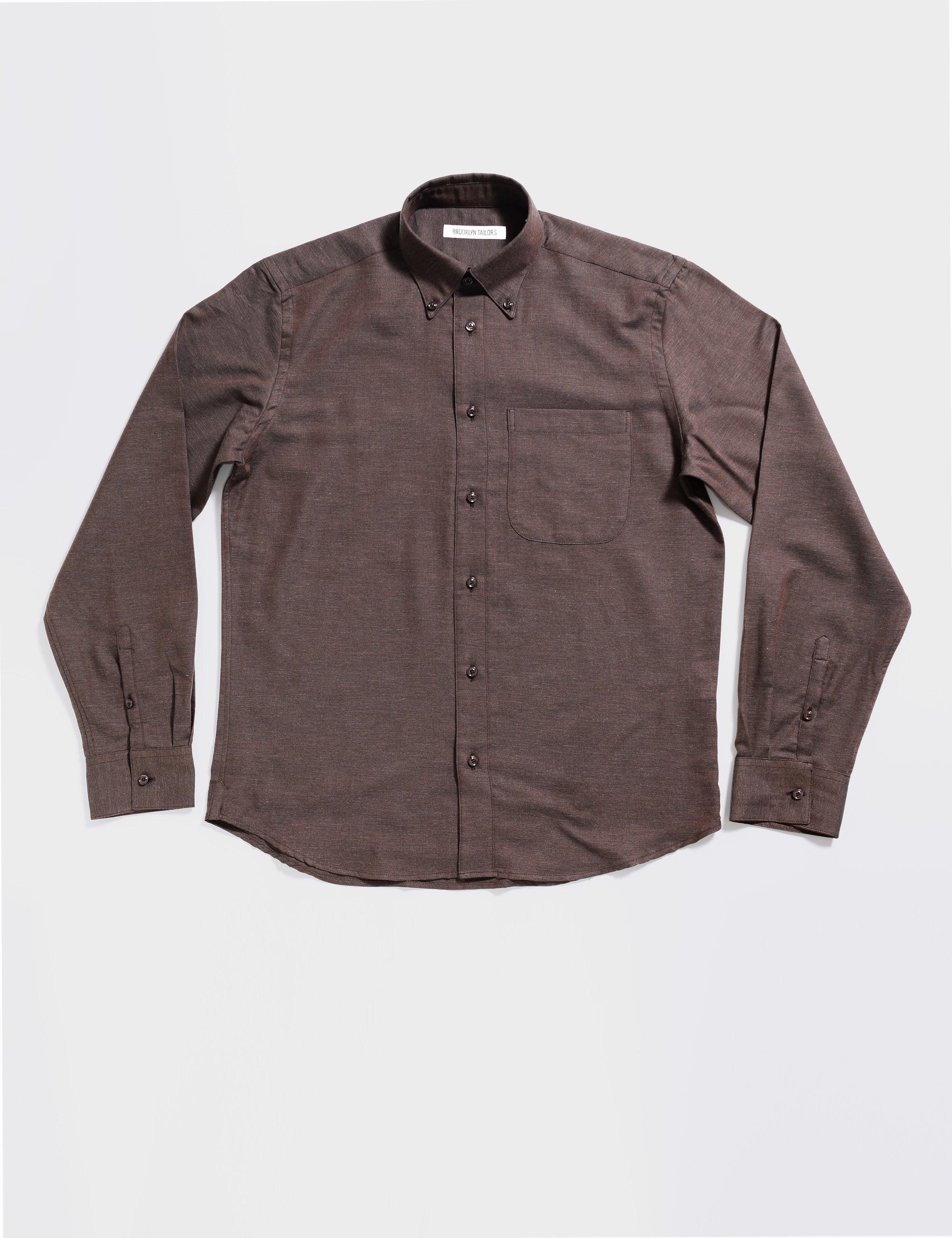 FINAL SALE: BKT14 Relaxed Shirt in Cotton Cashmere Flannel - Warm Brown