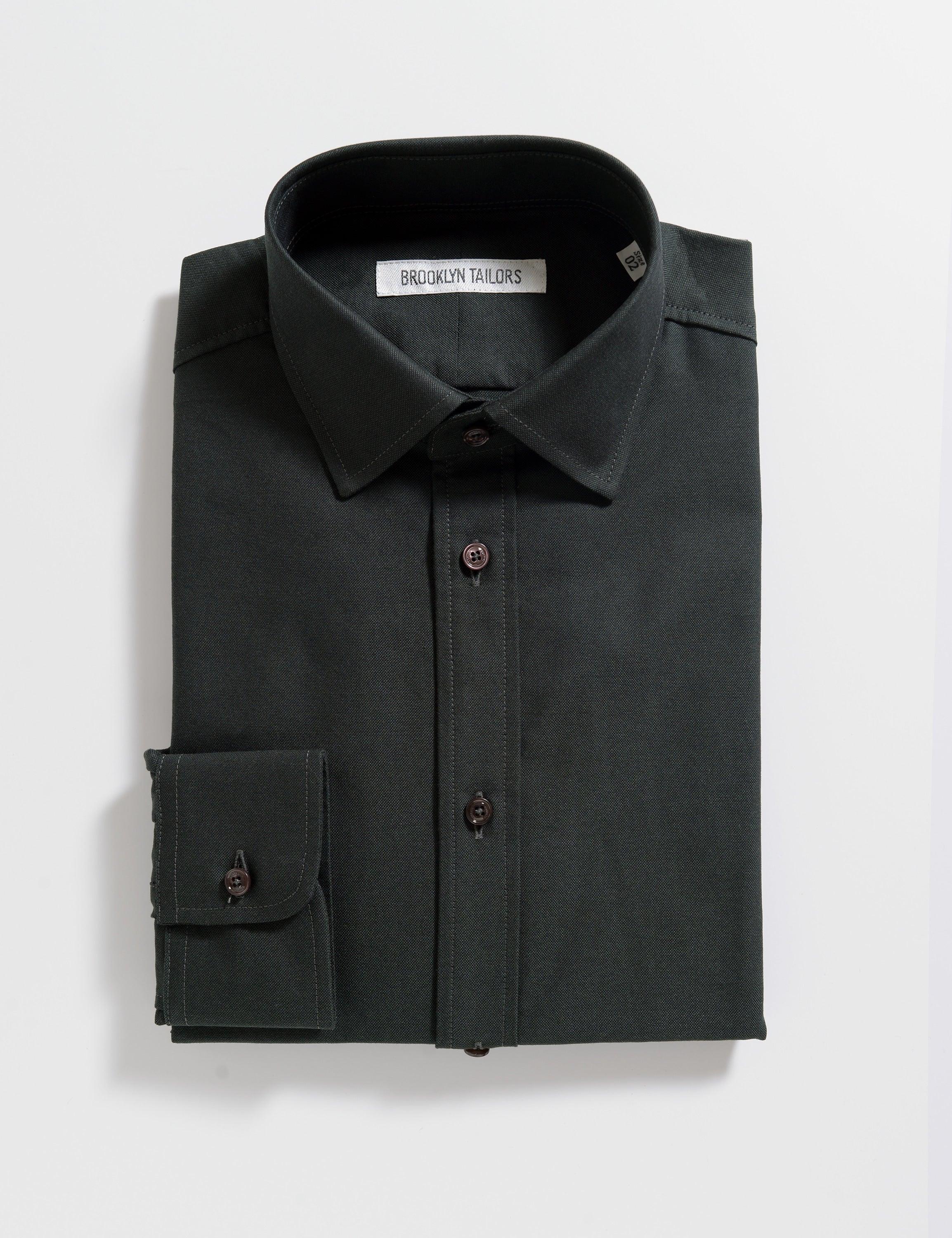FINAL SALE: BKT20 Slim Dress Shirt in Oxford - Black Olive