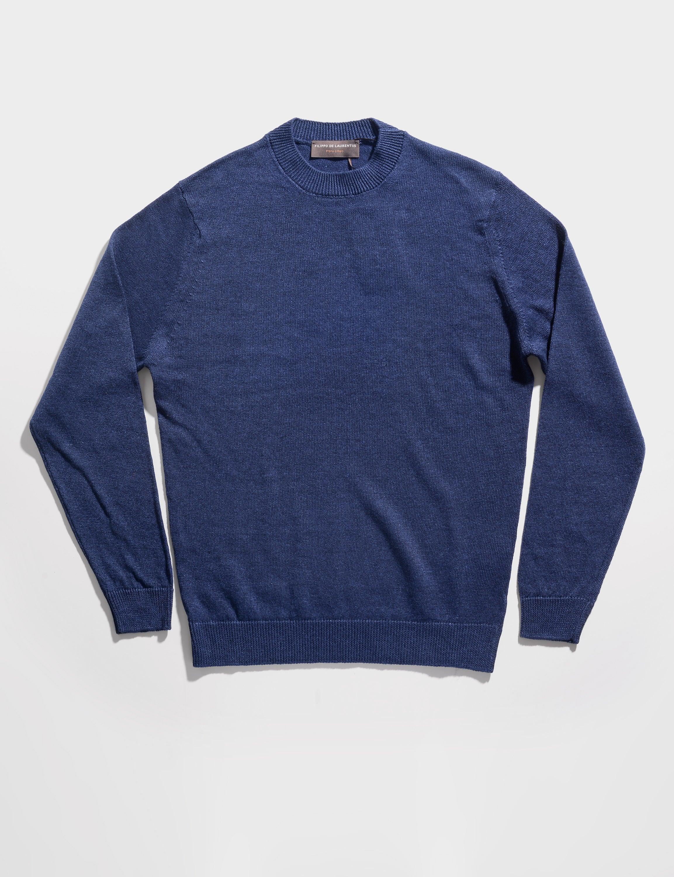 FINAL SALE: Linen Cotton Fisherman Sweater - Navy