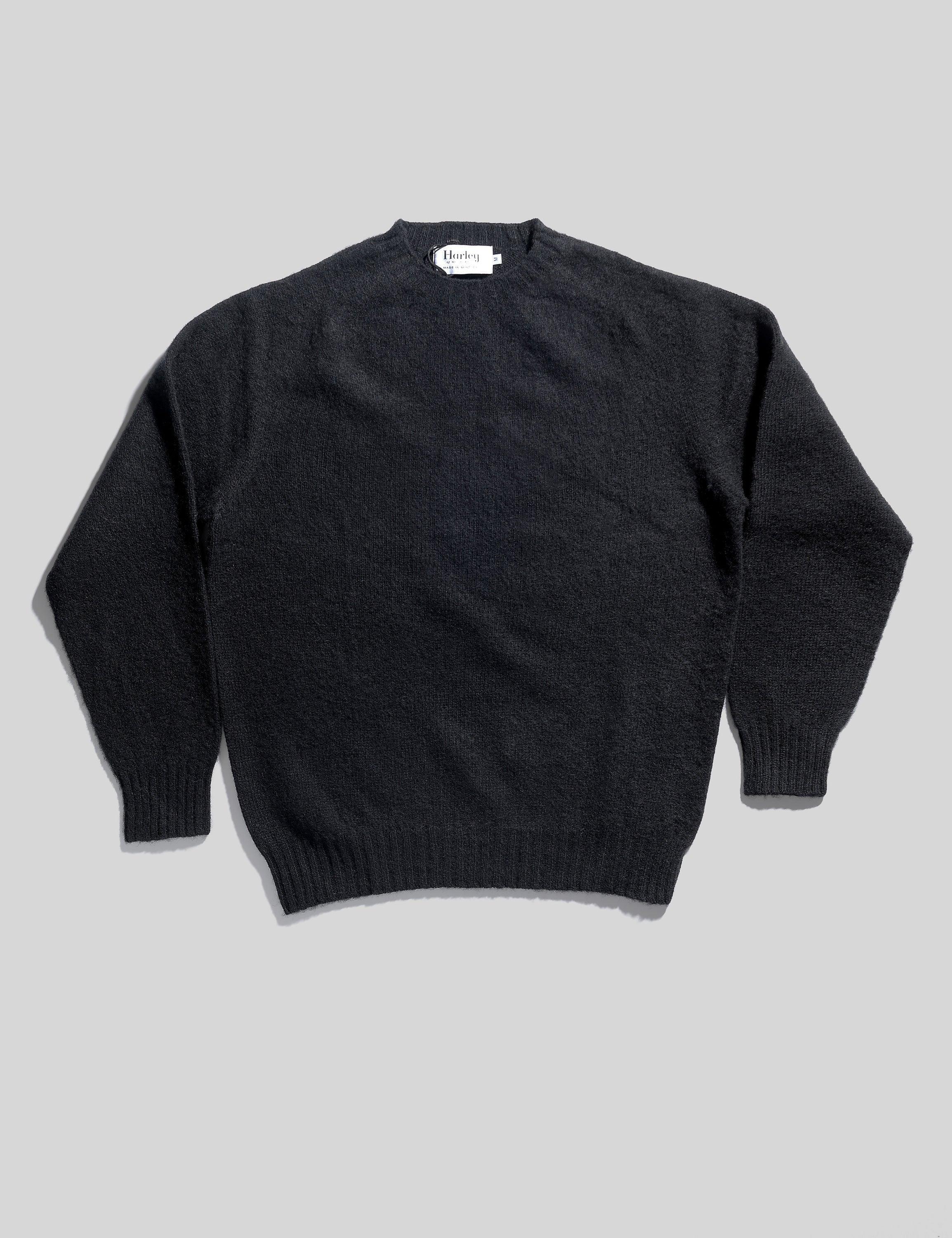 Classic Fit Shaggy Shetland Sweater - Black