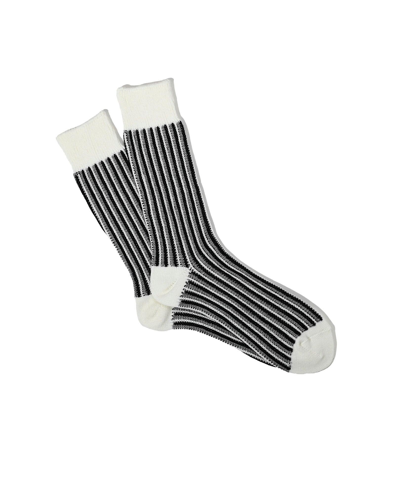 JQ Stripe Crew Socks - Off White