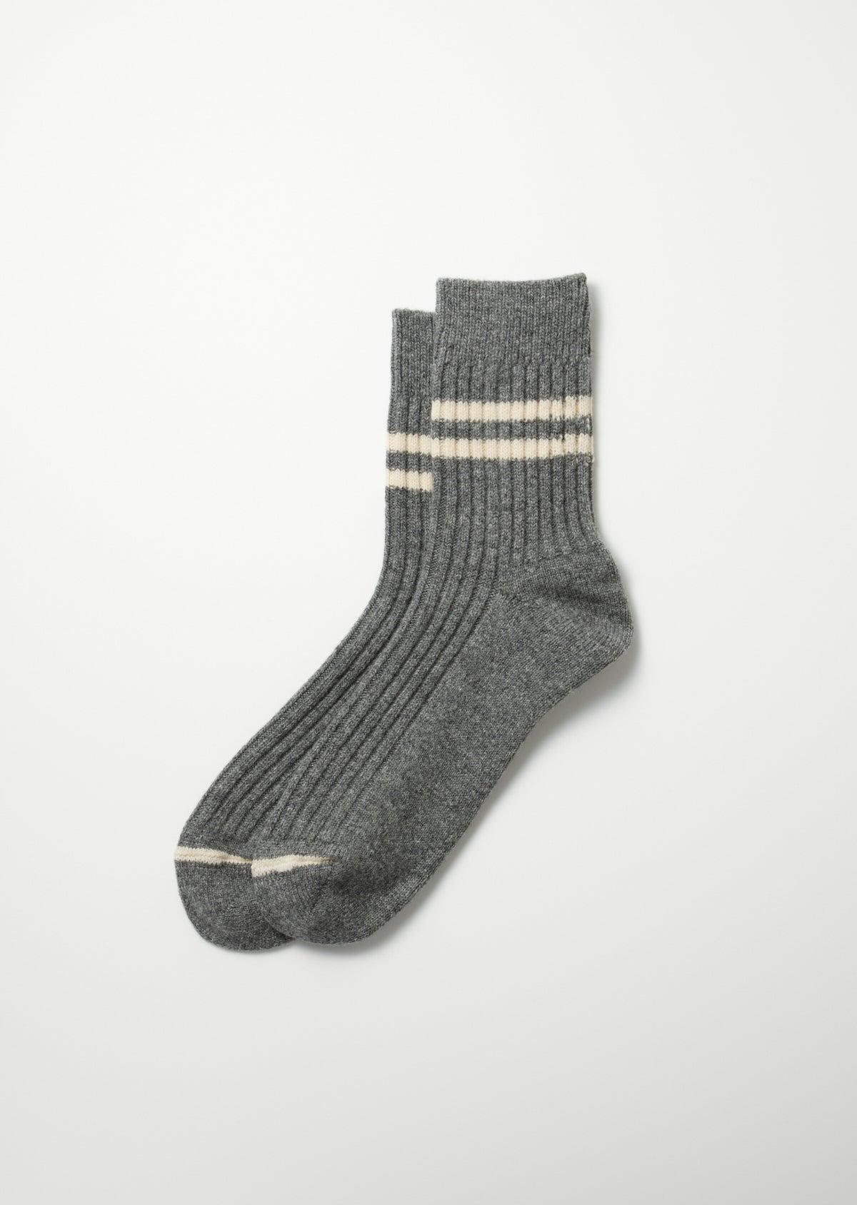 Merino Lambswool Striped Socks - Gray