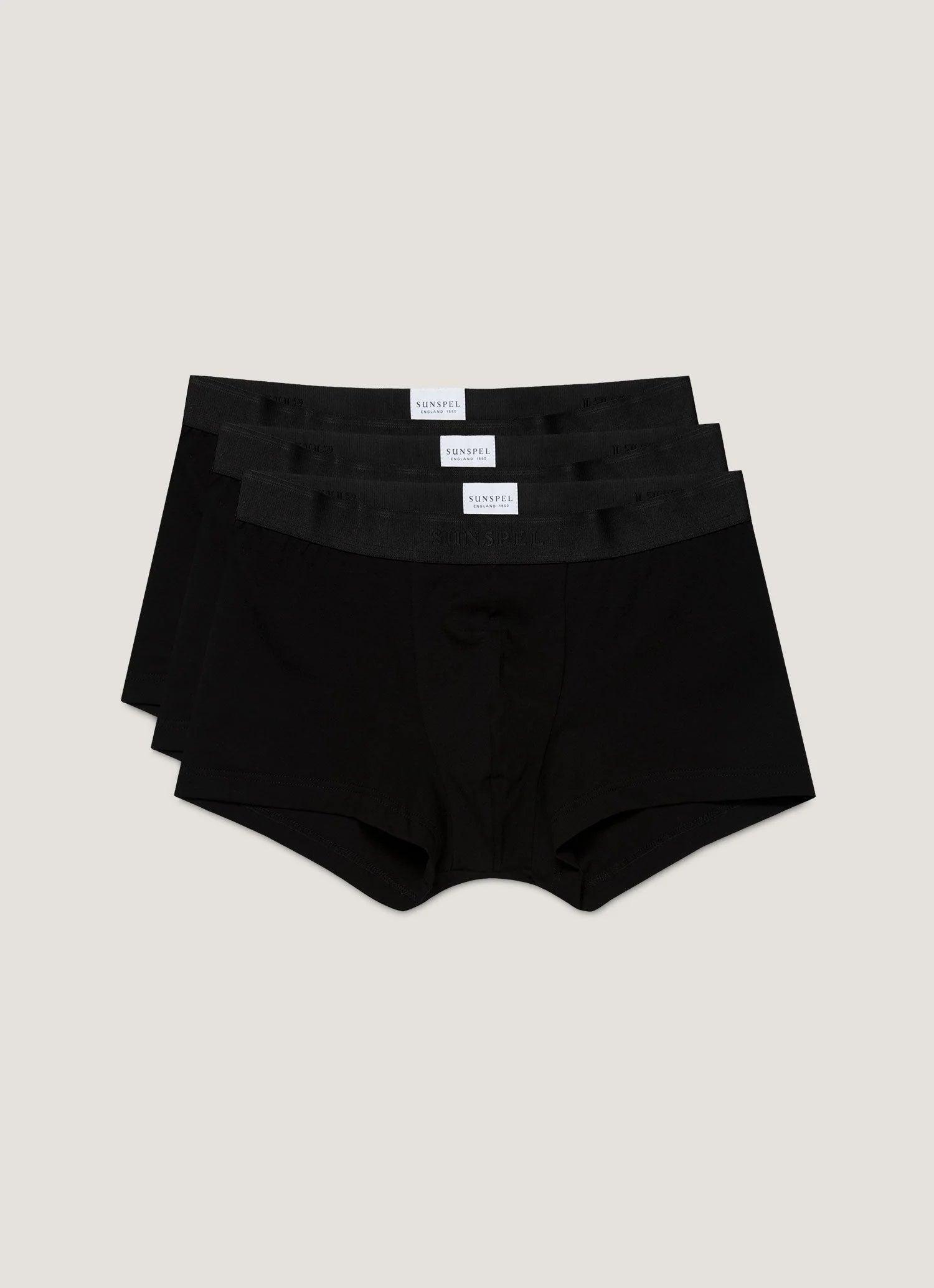 Stretch Cotton Trunks 3-Pack - Black