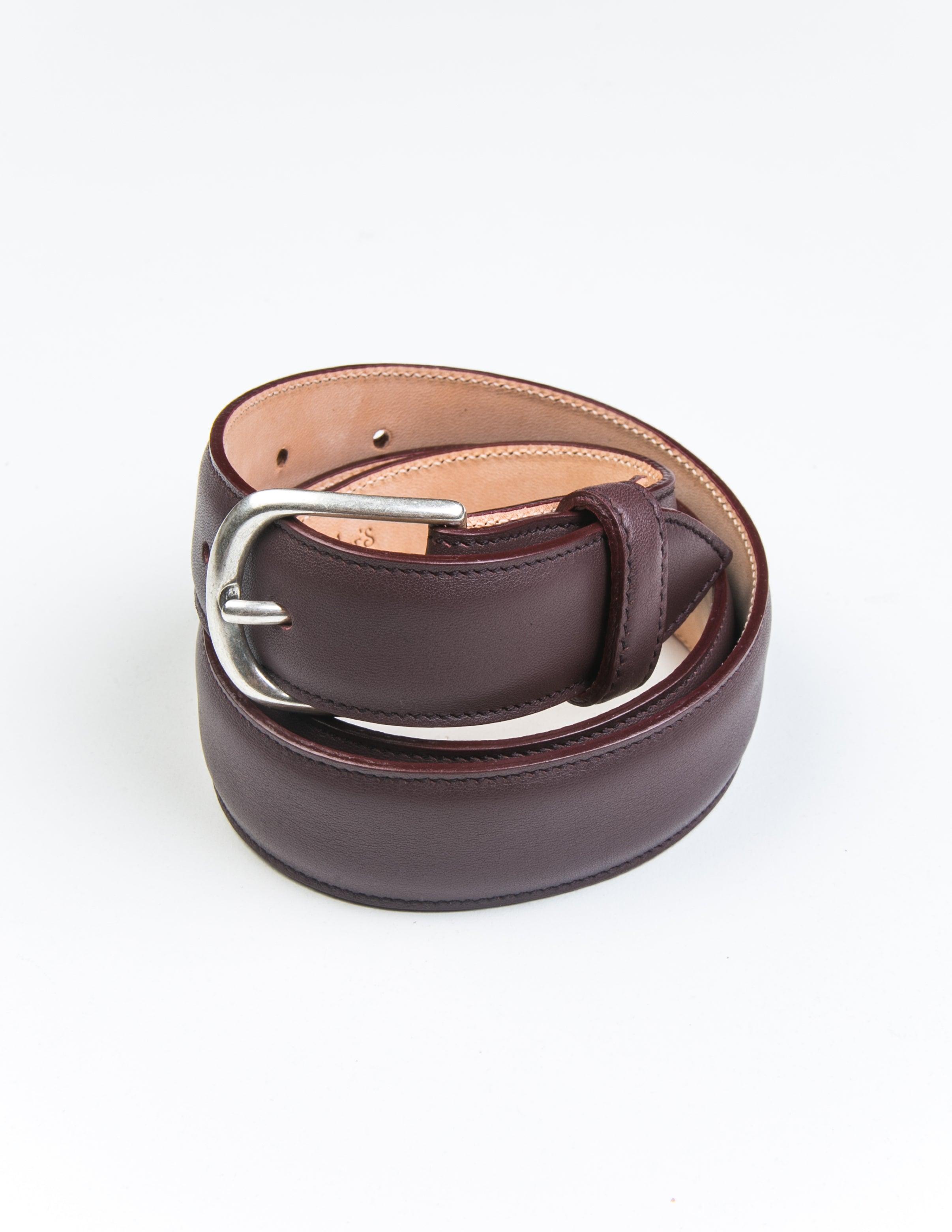 30mm Belt in Smooth Leather - Bordo