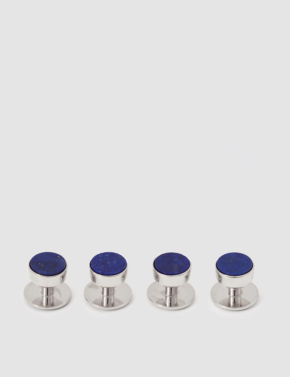 Stone Bow Stud Set in White Rhodium & Lapis Lazuli