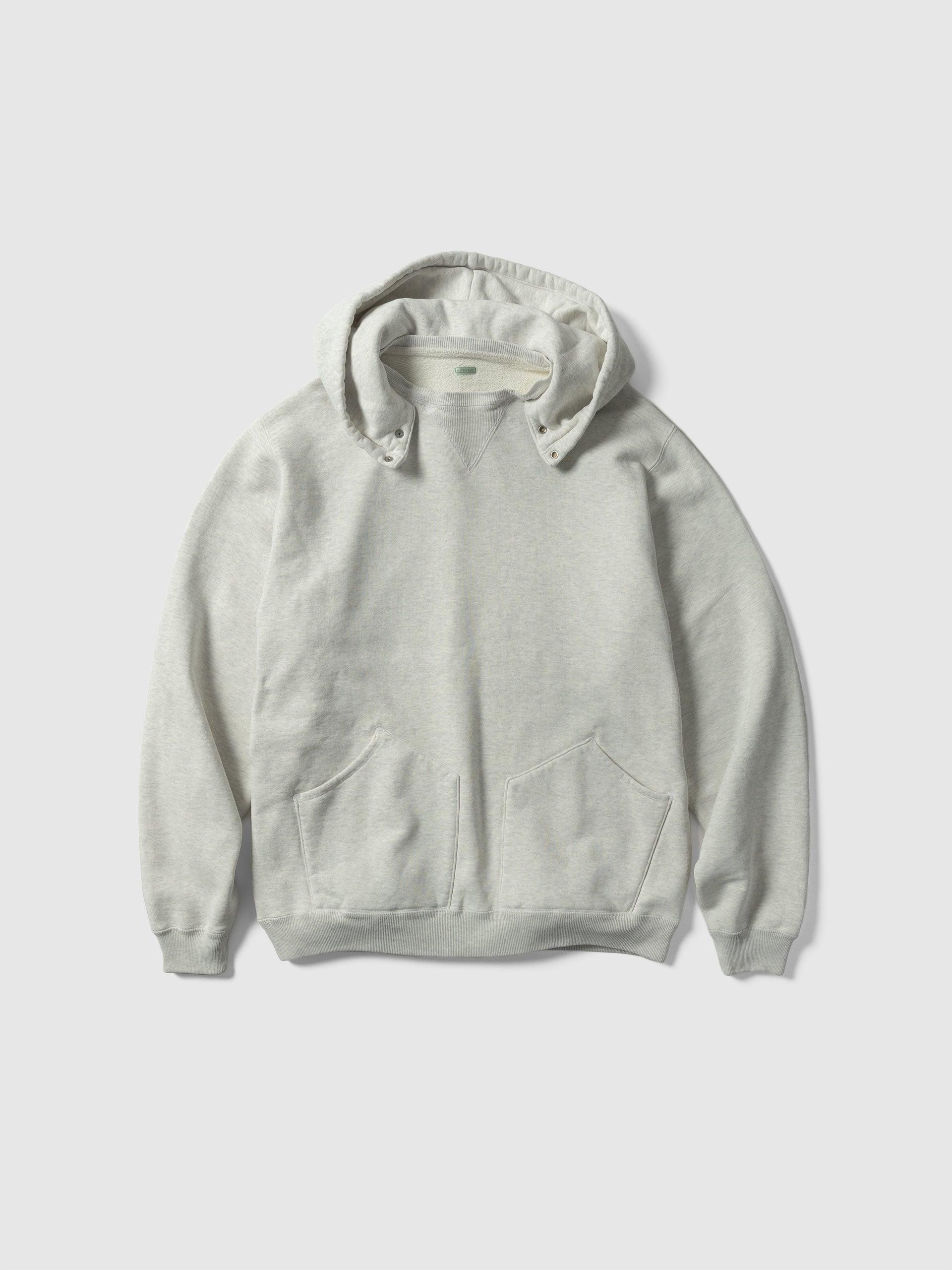 Vintage Attached Snap Hood Sweat Parka Oatmeal