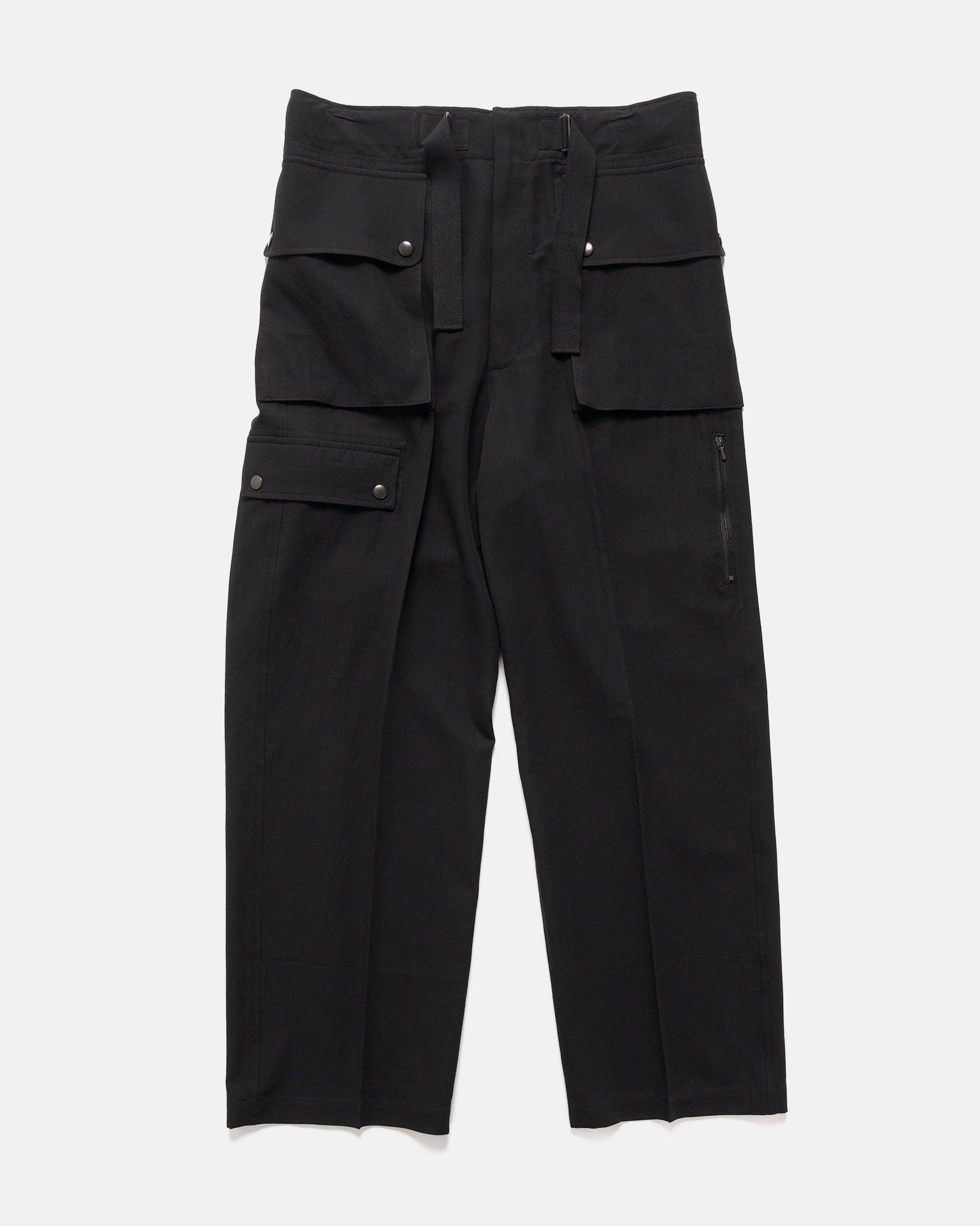 Light Cotton Wool Viyella Cargo Pants Black