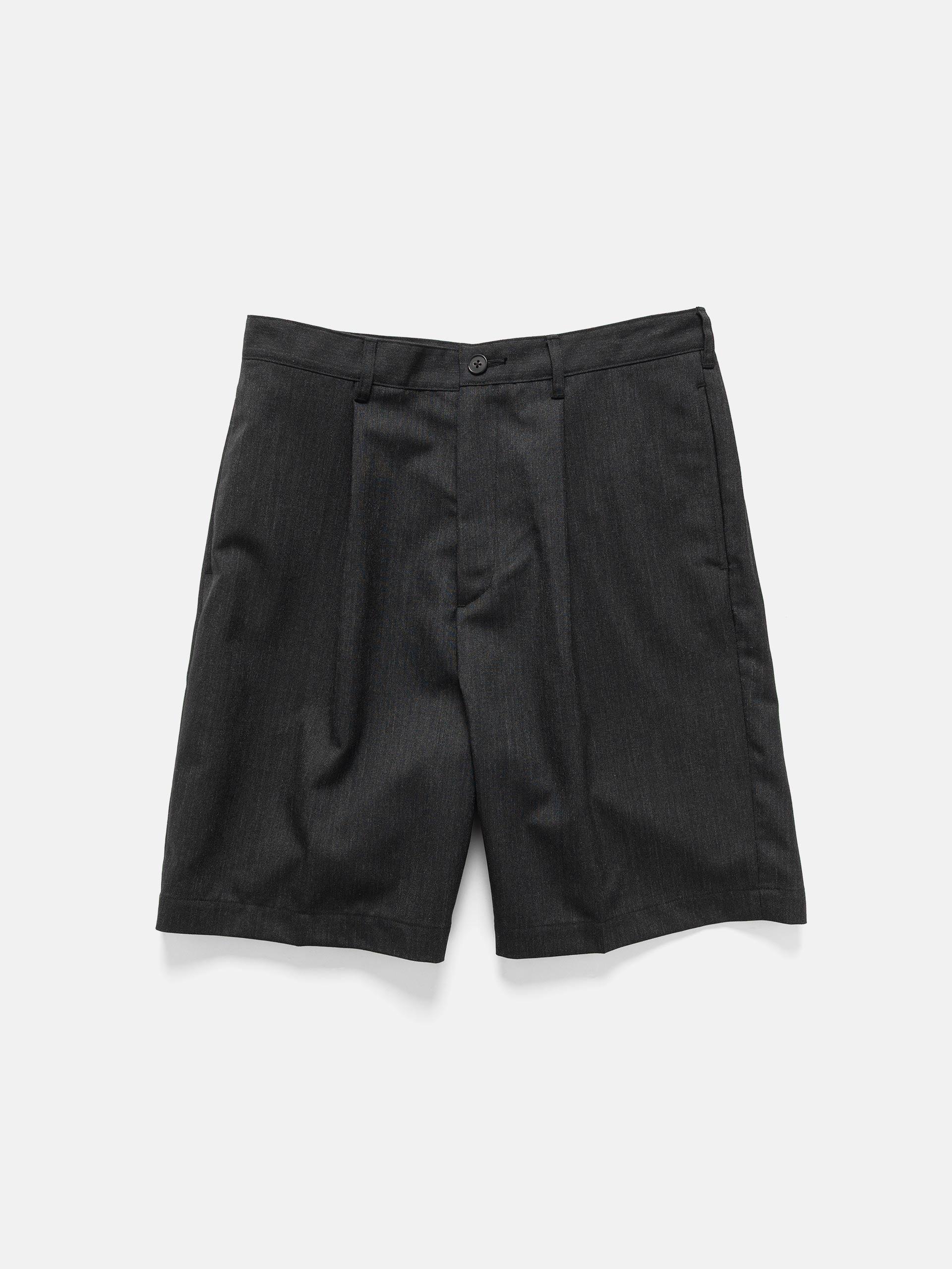 Summer Wool One Tuck Shorts Charcoal
