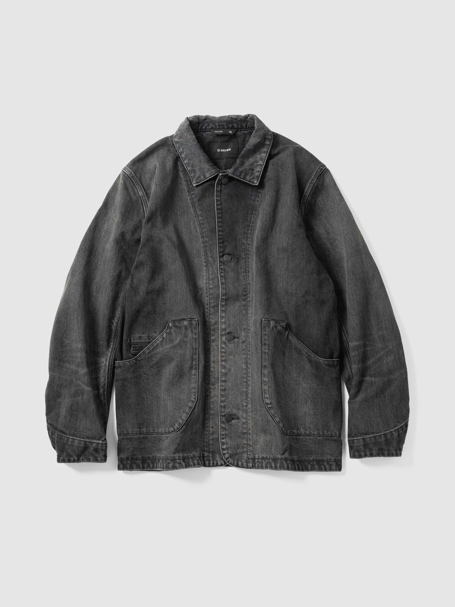 Graft Coat - Suvin Cotton Denim Light Wash Black