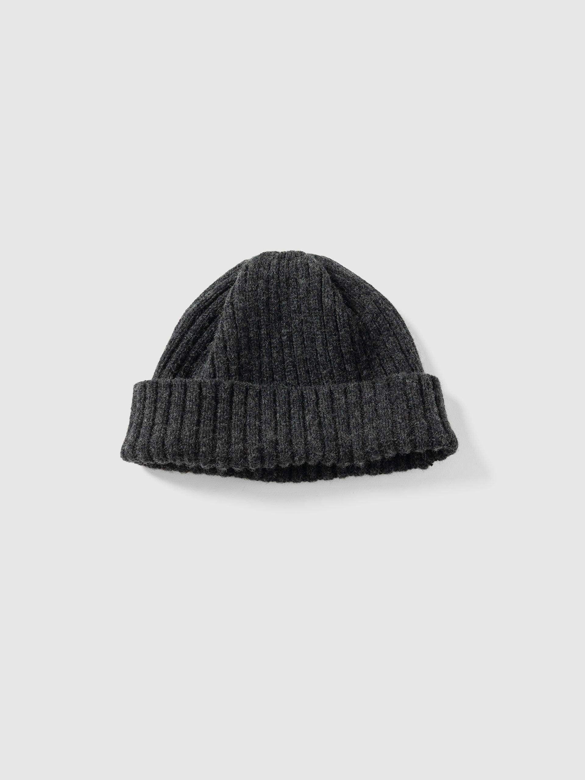 Ribbed Beanie - Merino Wool Cashmere Charcoal