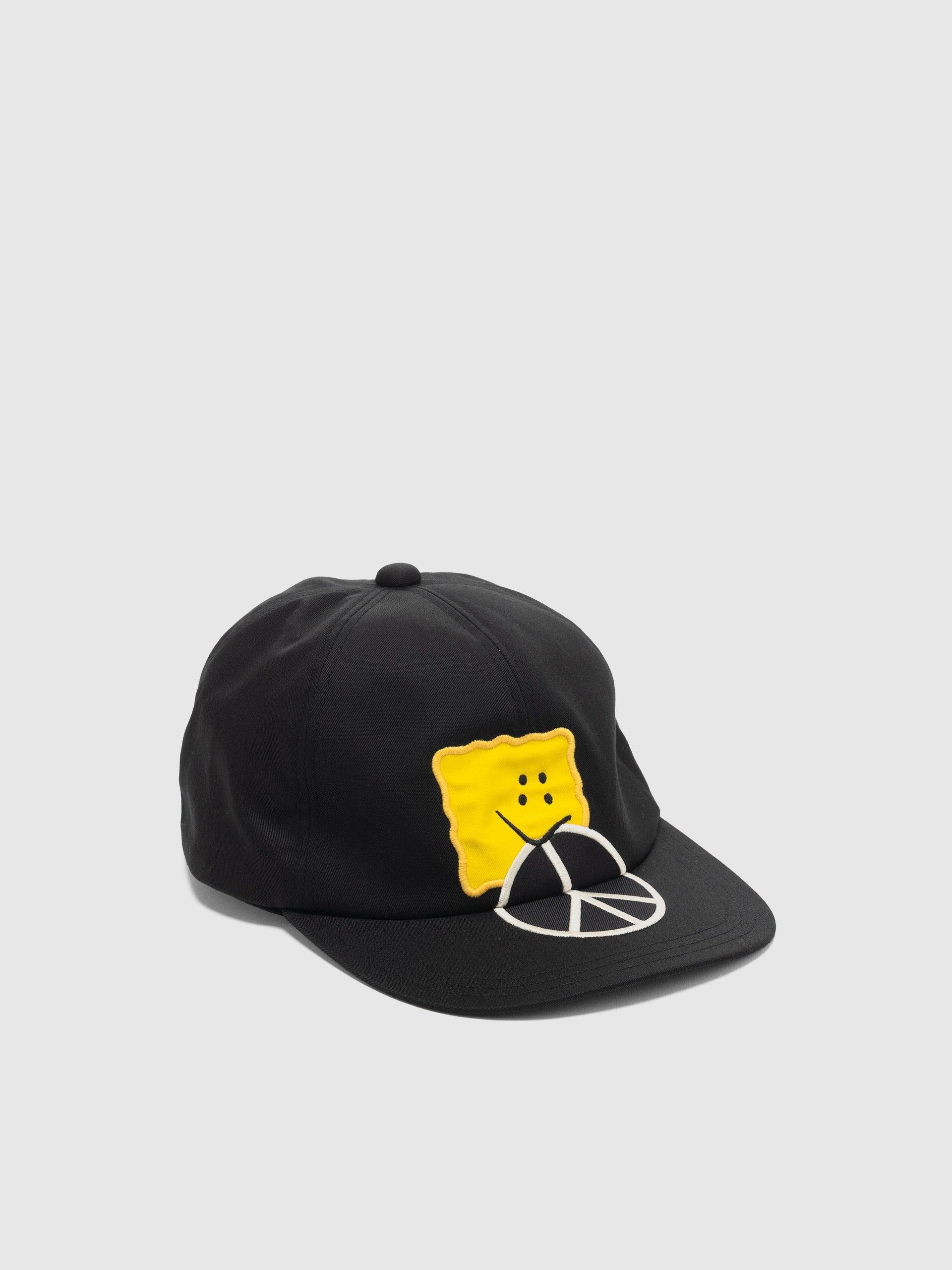 Chino Baseball Cap (PECKISH PEACE Embroidery) Black