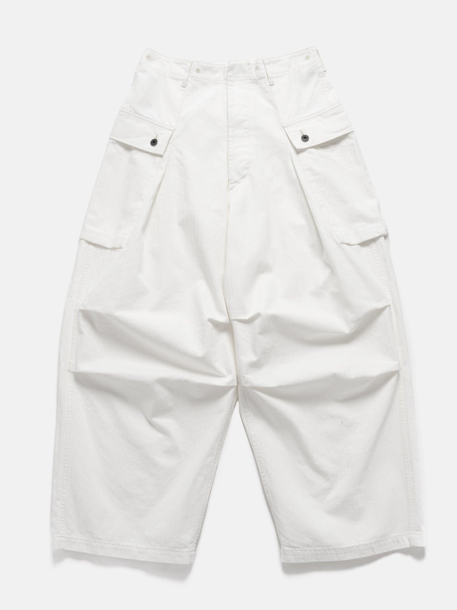 Herringbone Jumbo Monkey Pants White