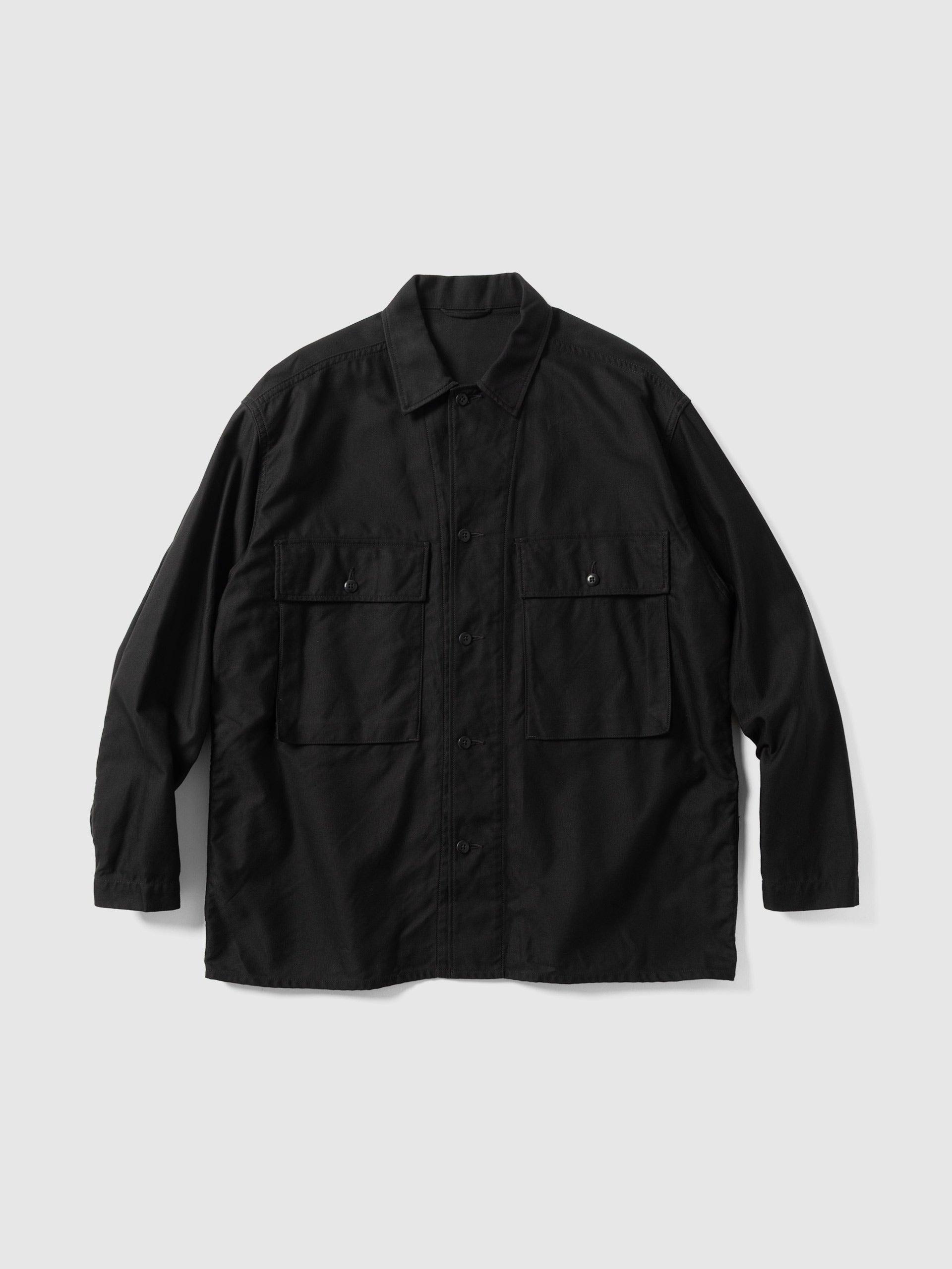 Cotton Satin Field Shirt Jacket Black
