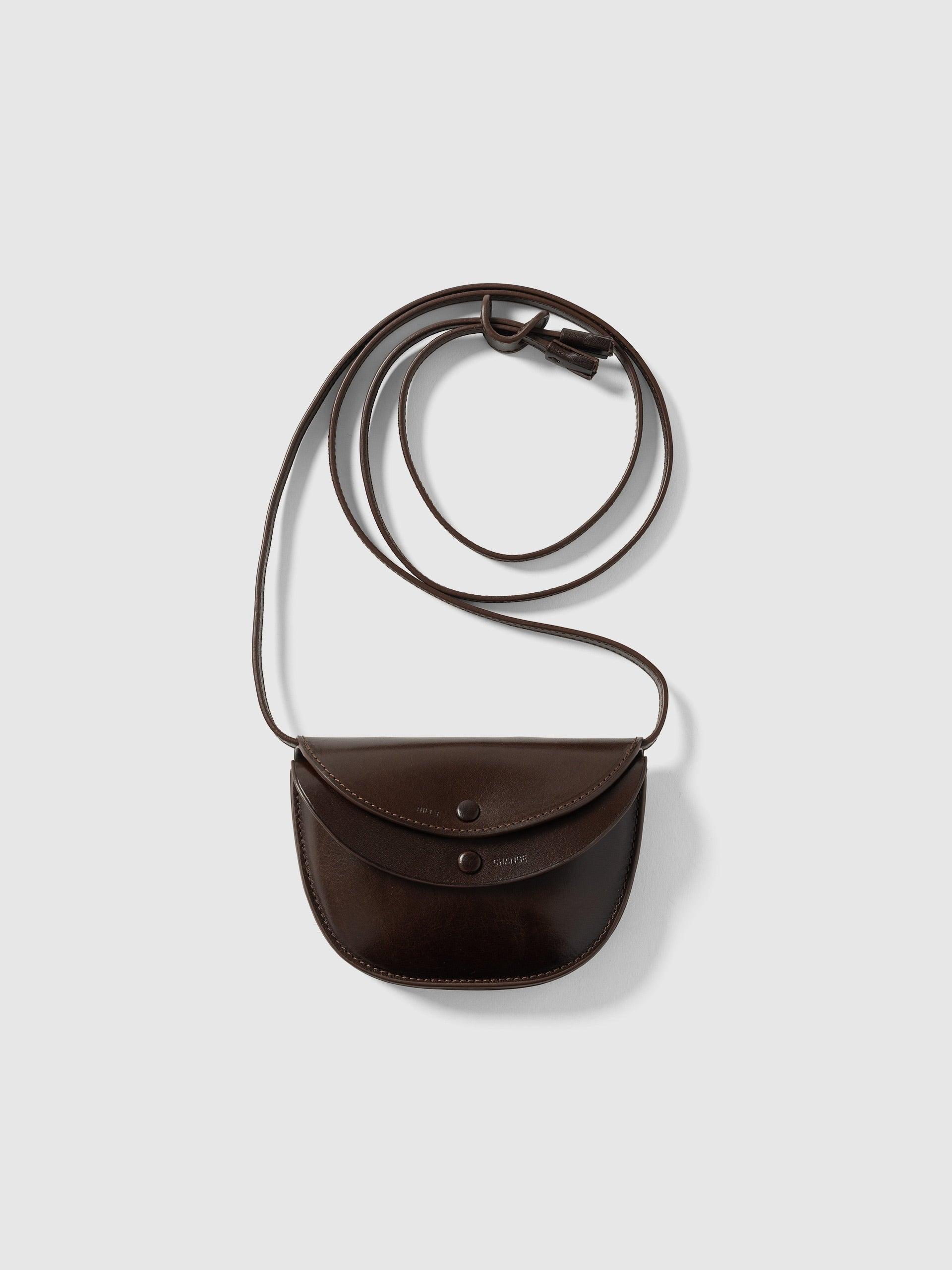 Round Wallet Mid Pouch Dark Brown