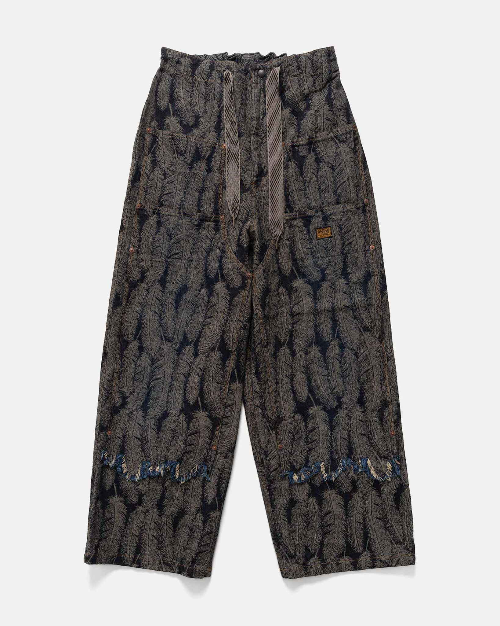 12oz MAGPIE Denim W-Knee EASY Baggy Pants Dark