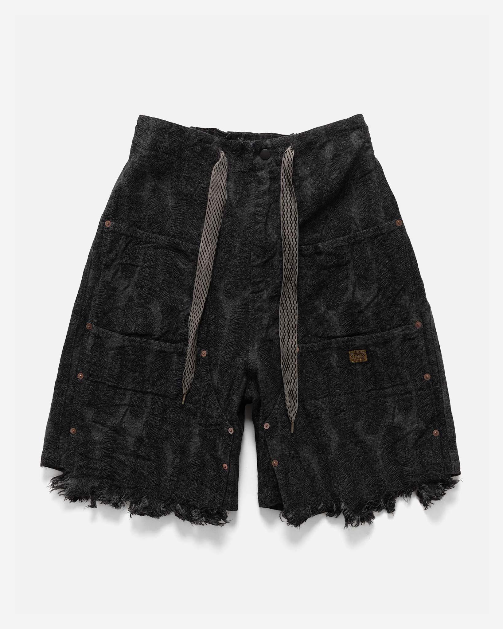 12oz MAGPIE Denim W-Knee Easy Short Pants Black