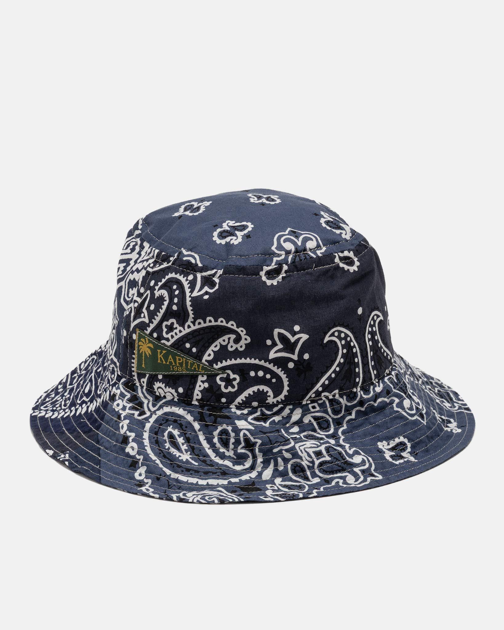 Bandana Patchwork BUCKET Hat Purple Navy