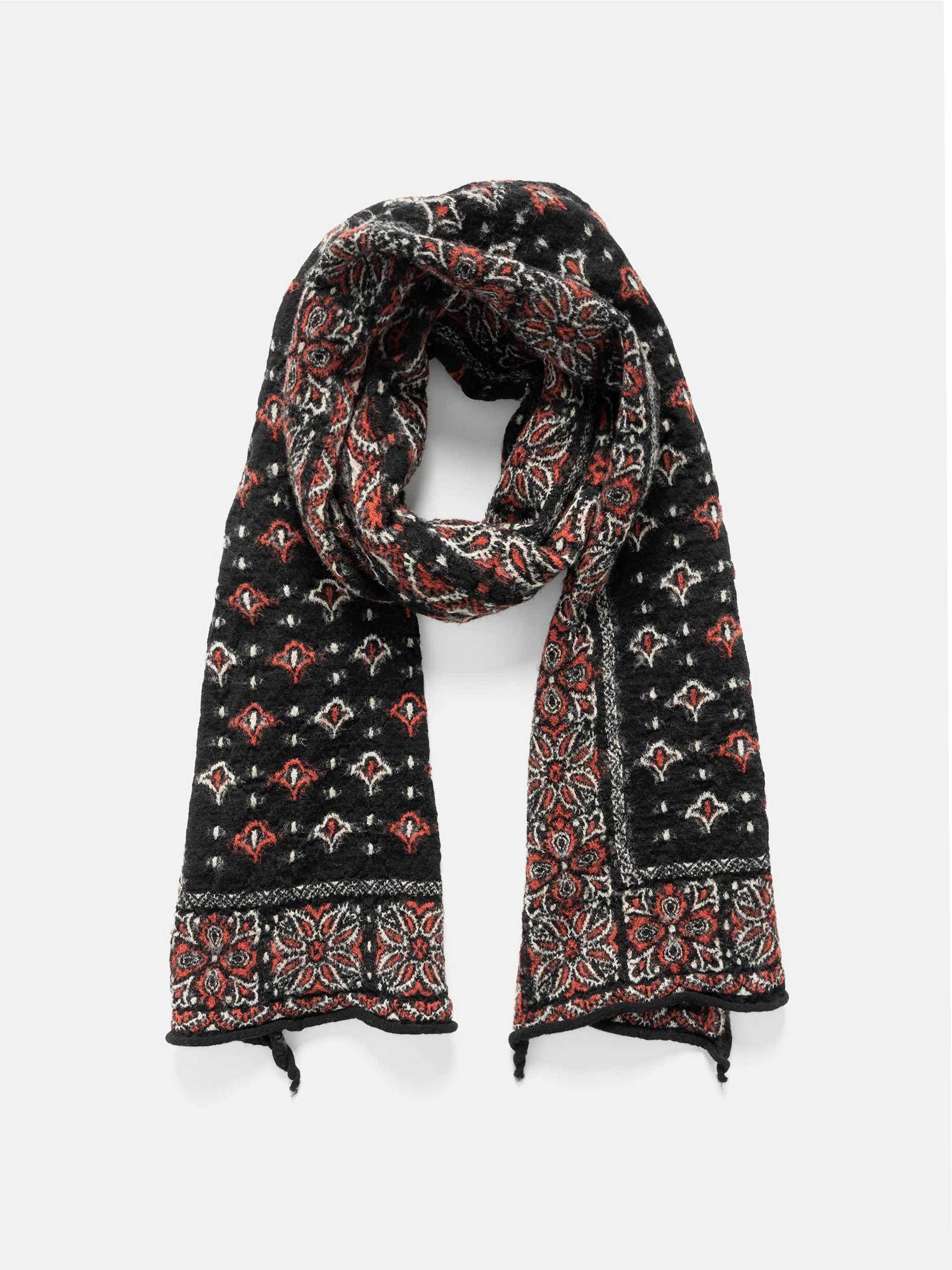 Fulling Wool Scarf Colorful BIG-MAMA Bandana Black