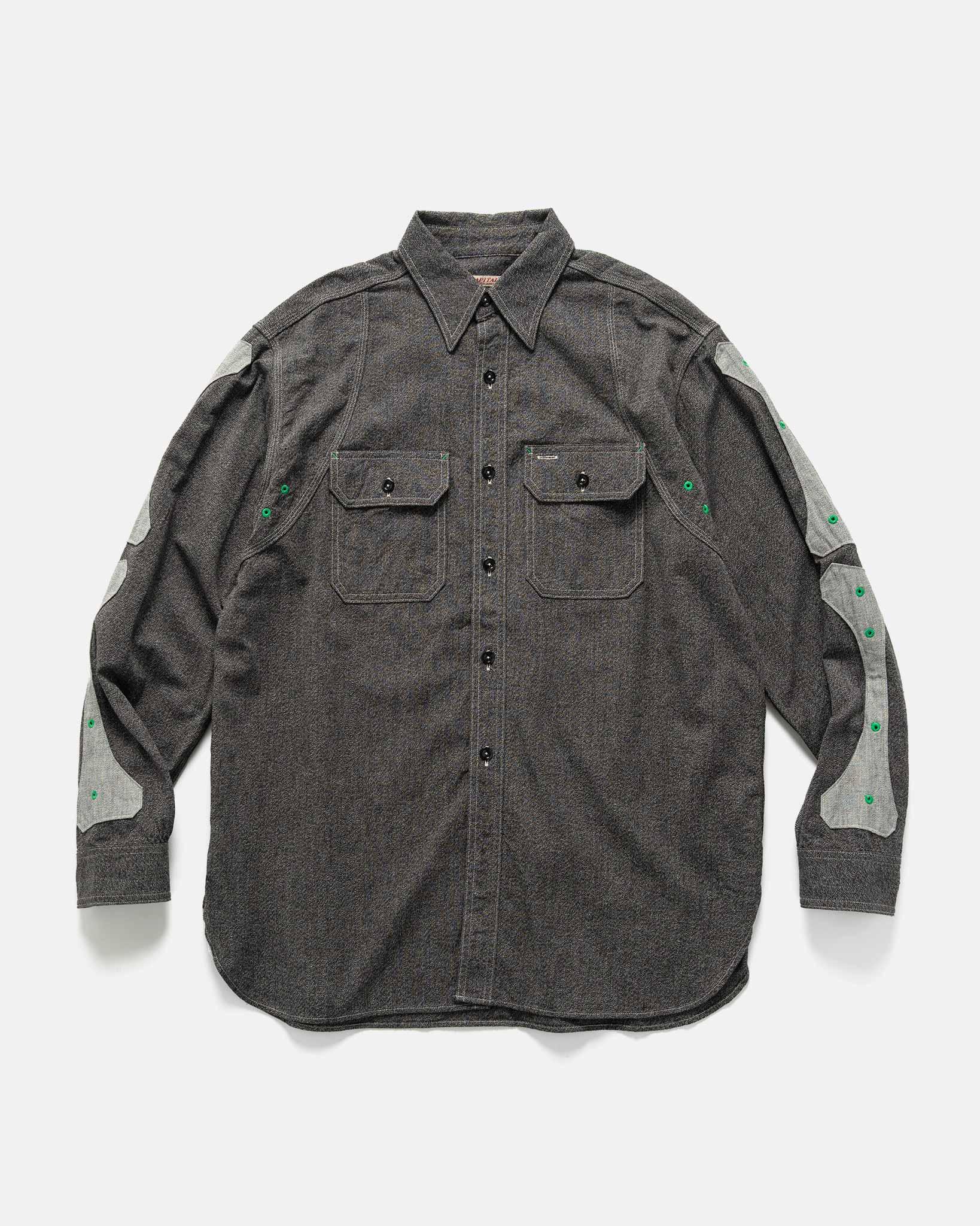 Grandrelle 2TONES BONE Patch Ventilator Workshirt Charcoal
