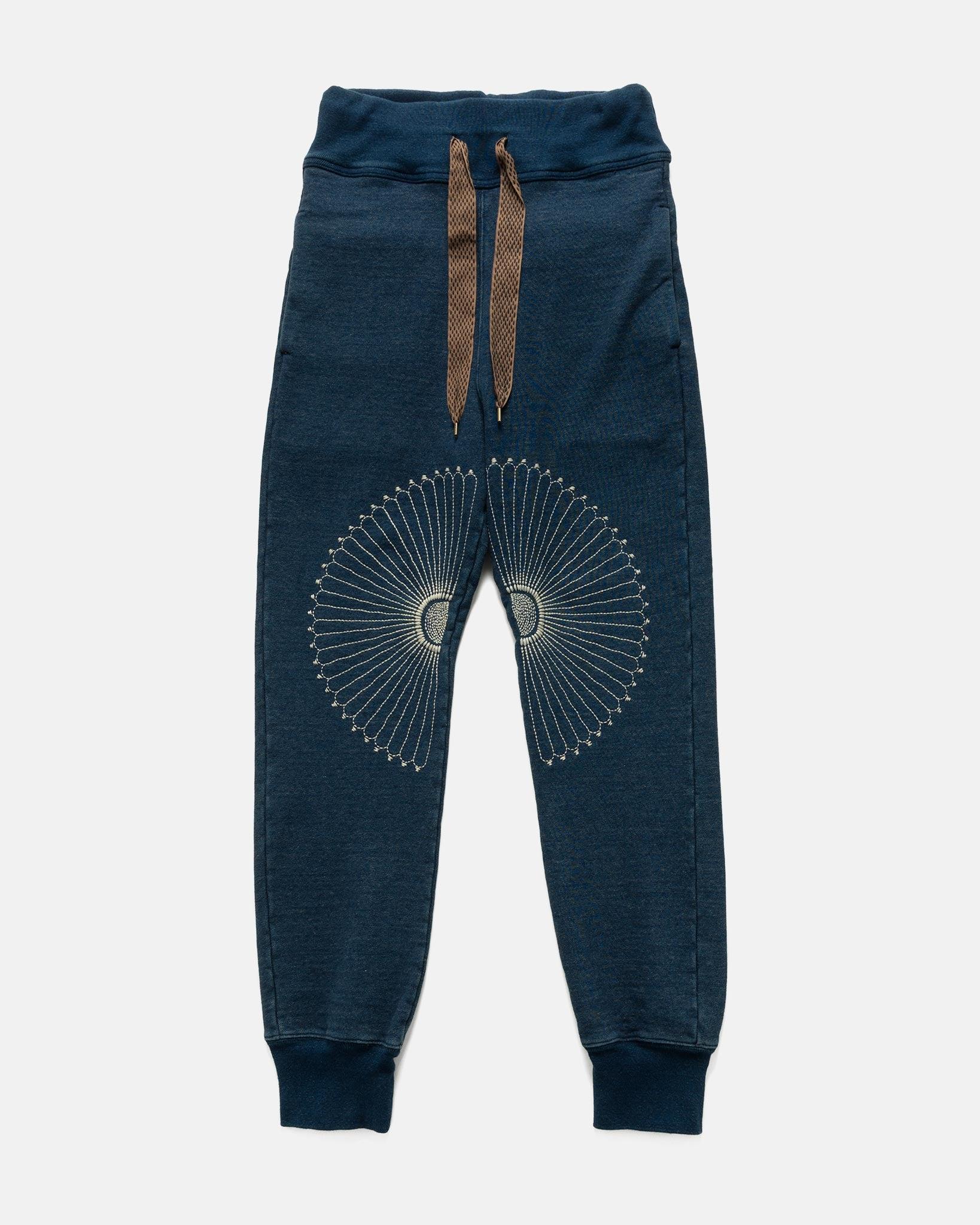 IDG Fleecy Knit SWT Pants (FUROSHIKI Embroidery) Indigo