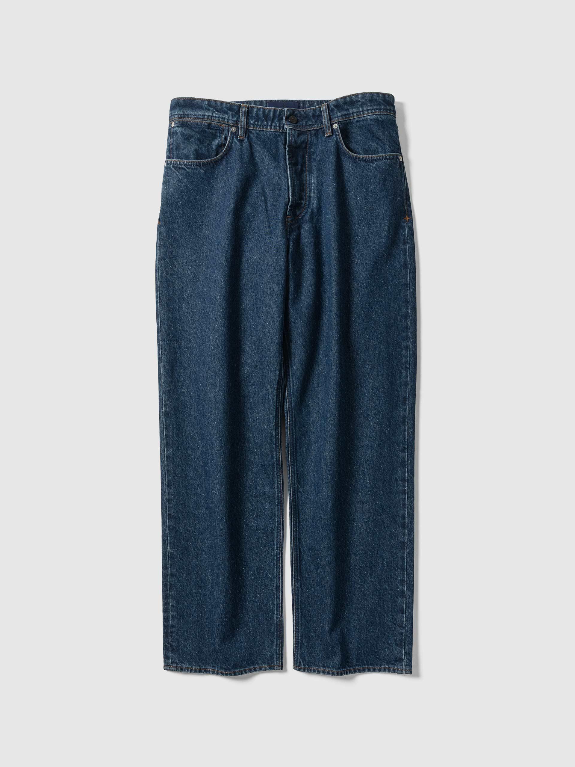 Indigo Denim Medium Grainy Wash Loose Pant