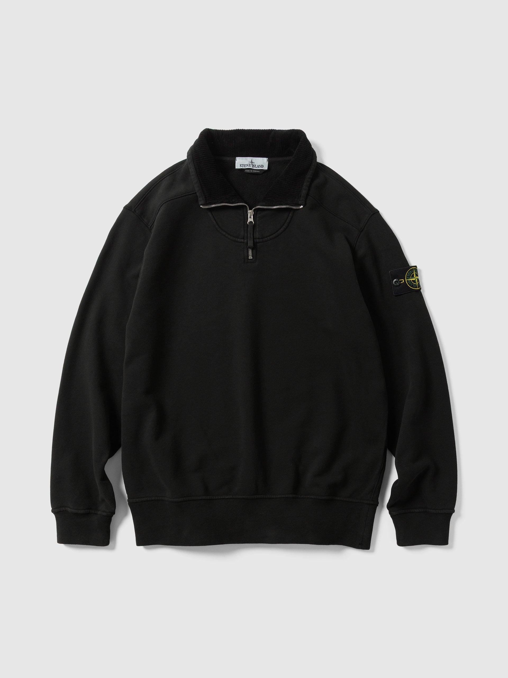 Cotton Zip Neck LS Polo Black