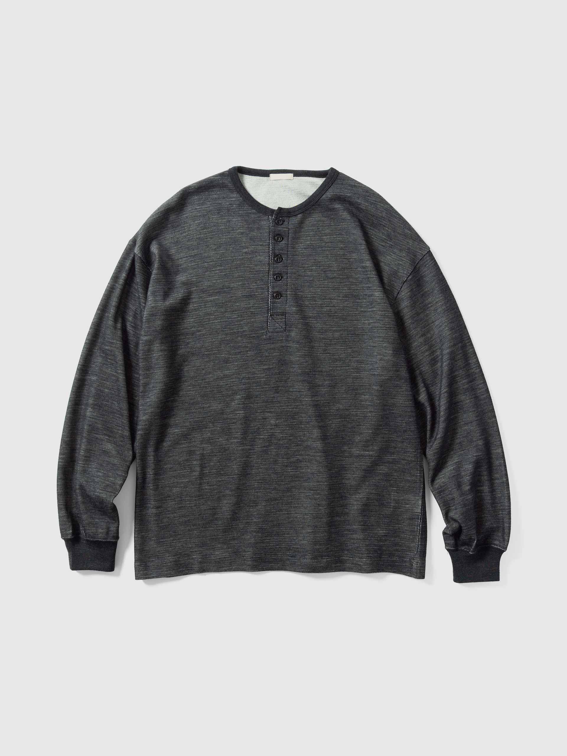 W/C Honeycomb HENLEY-NECK Top Charcoal
