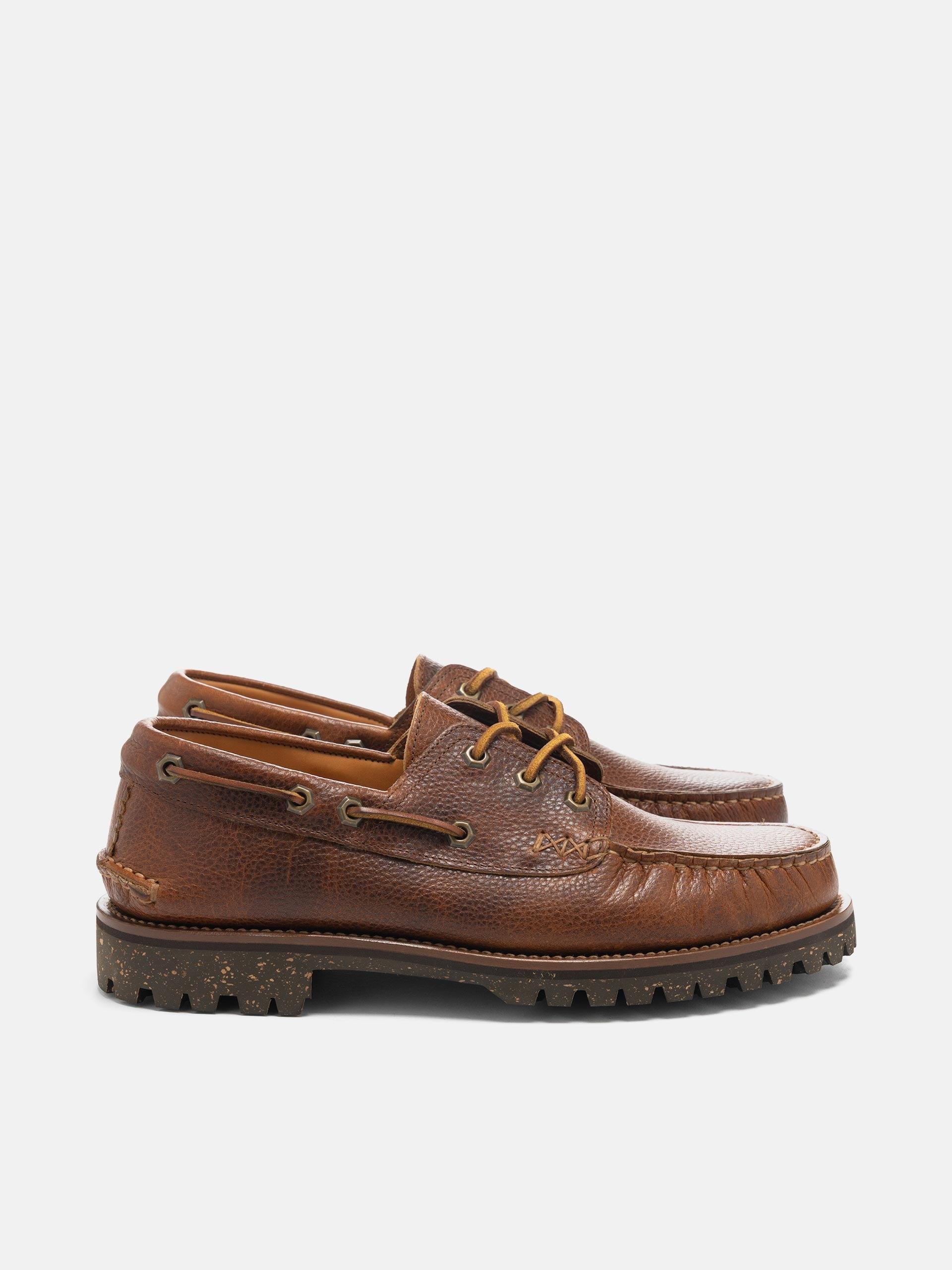 Italian Hex Eye Boat Shoe w/ Cortina Sole SG Lt. Brown