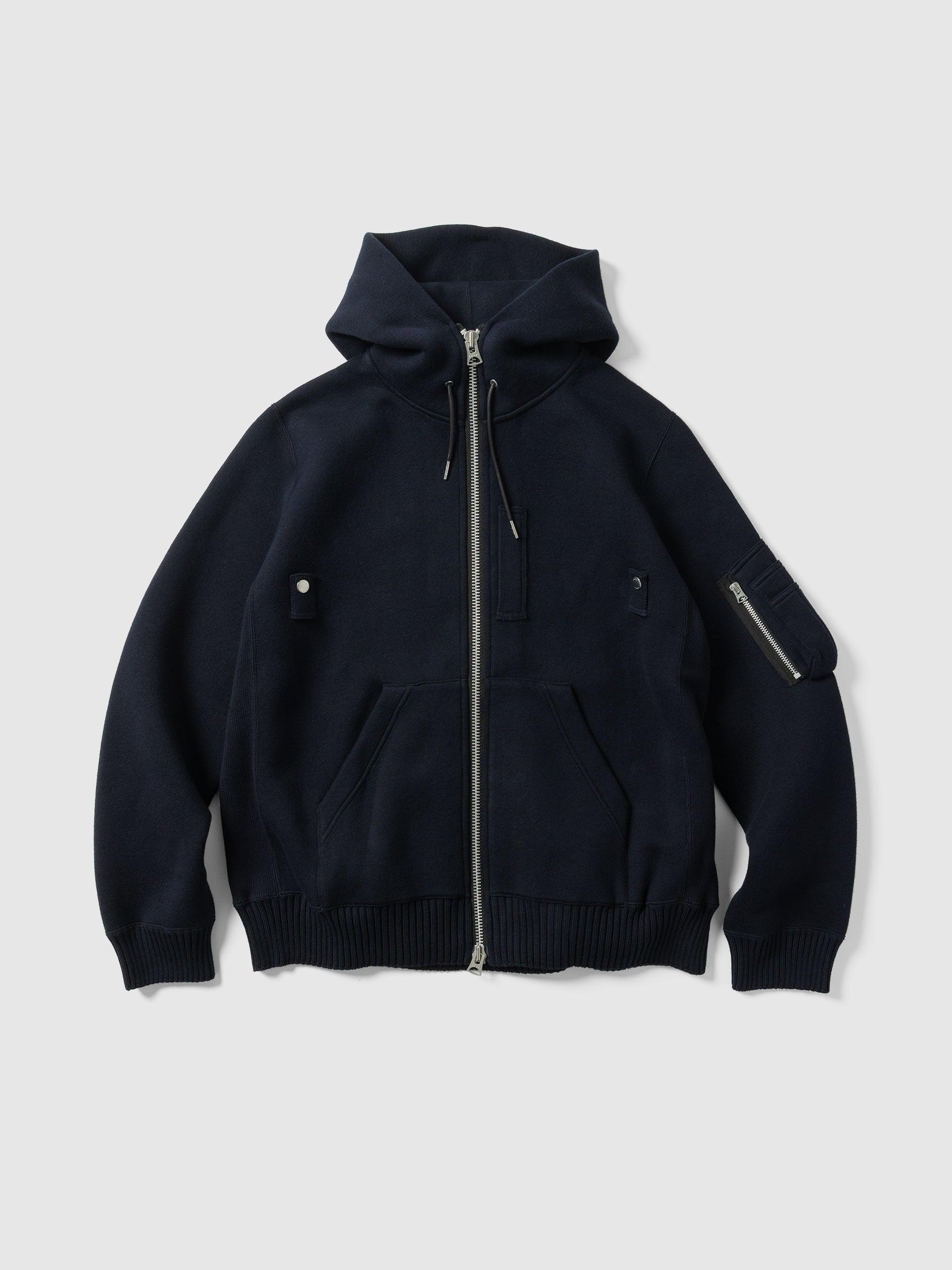 Cotton Cashmere Knit Hoodie Navy