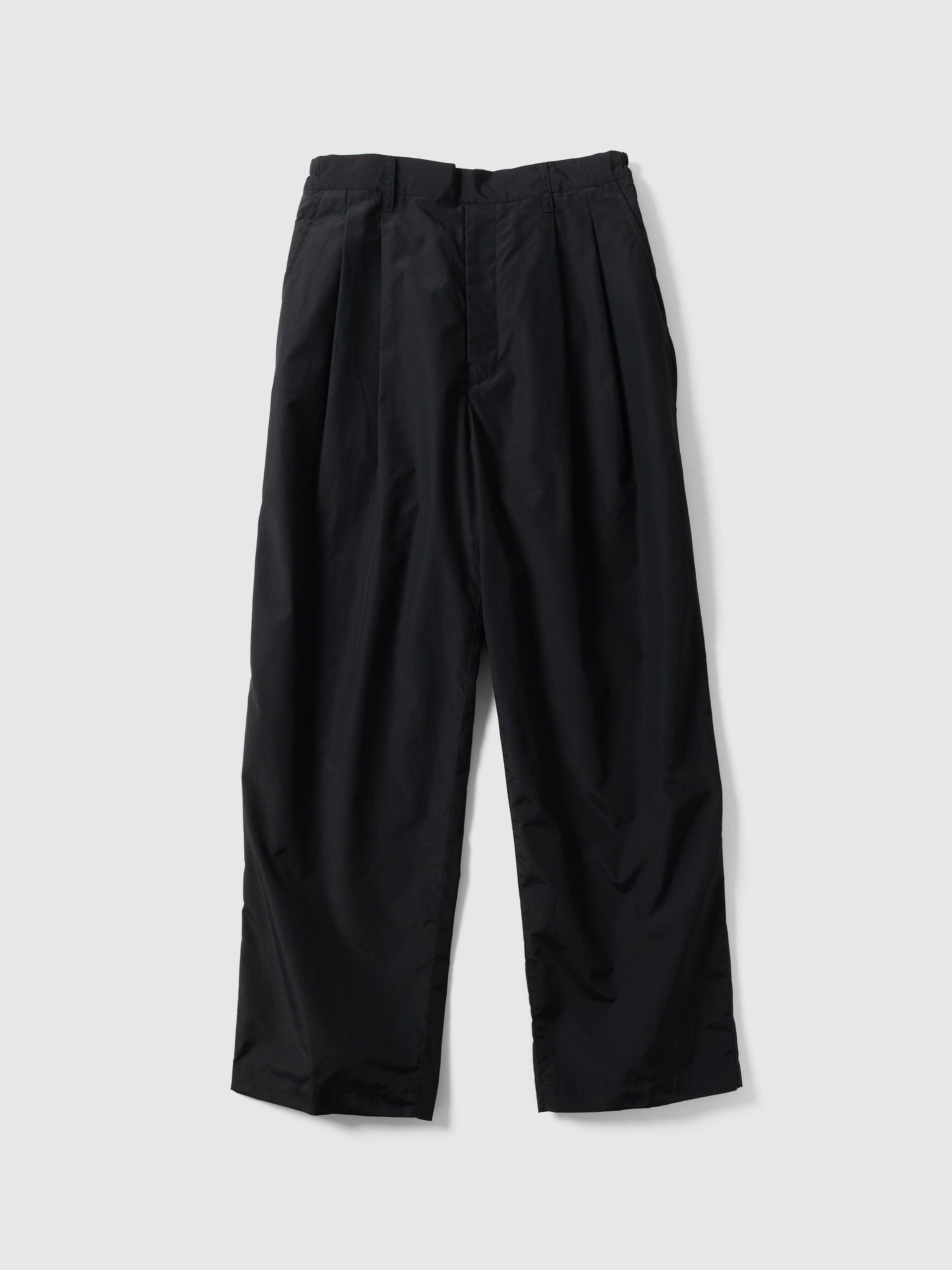 Cotton Nylon Wide Easy Trousers Black
