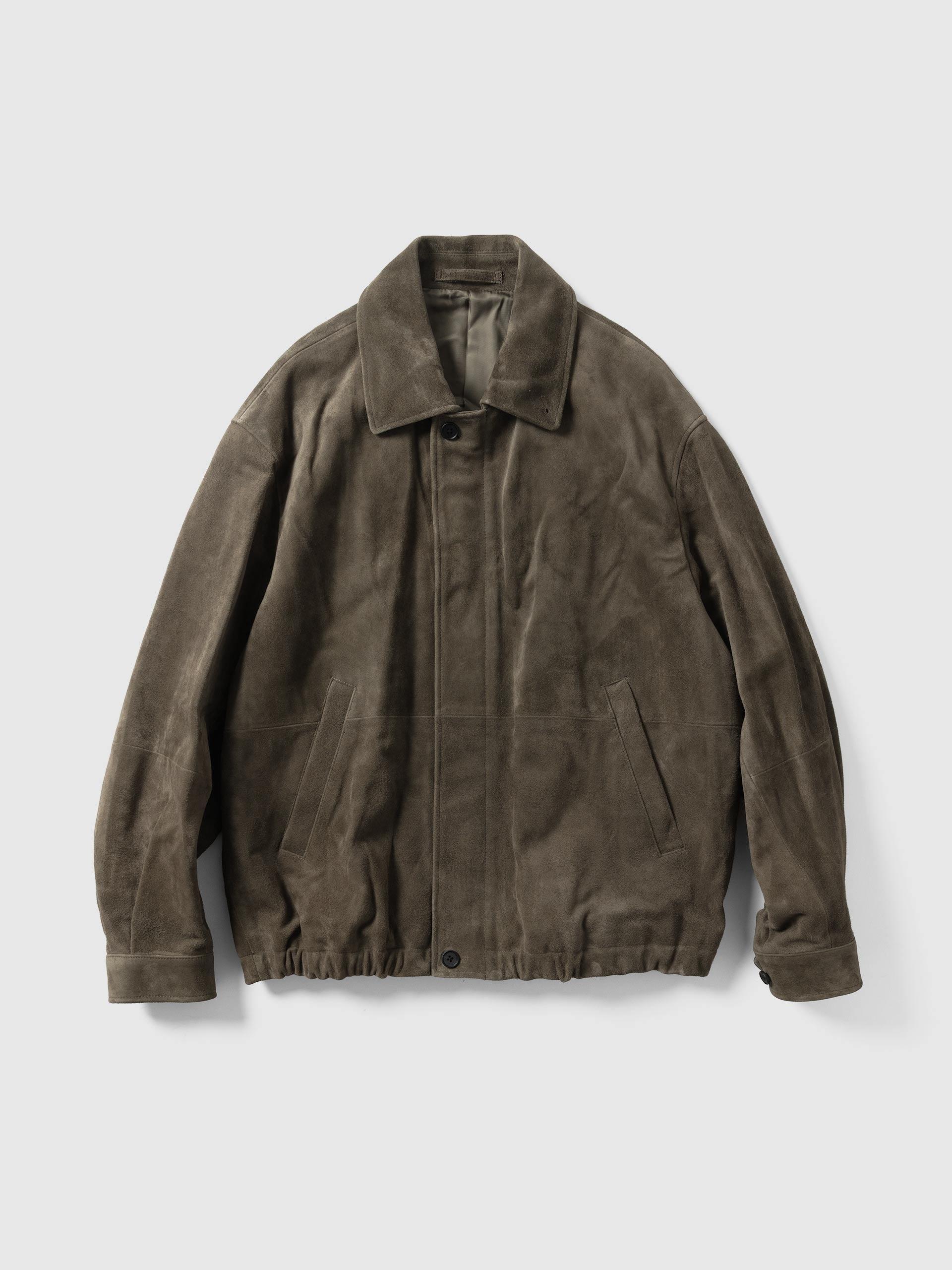 Goat Suede Zip Jacket Olive