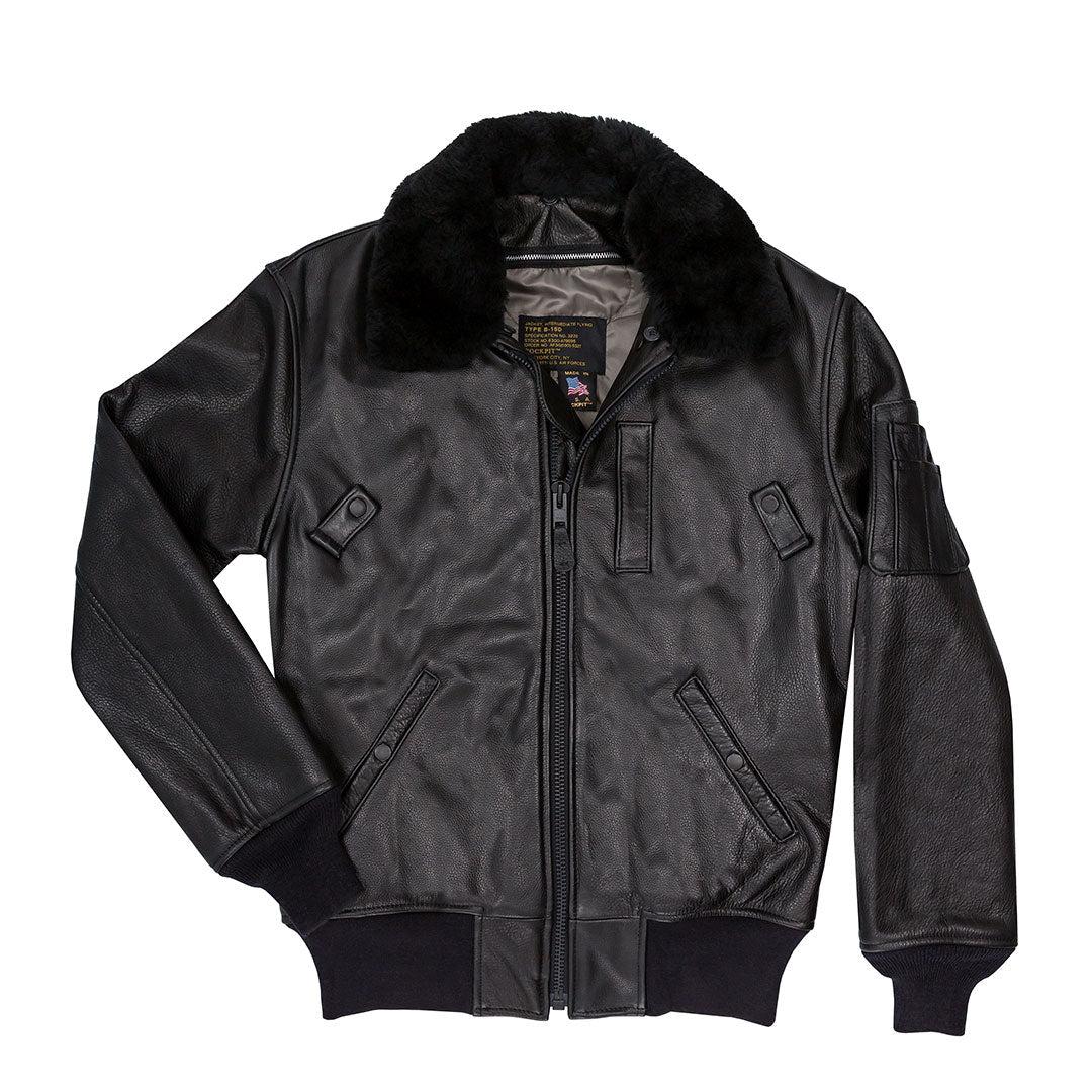 B-15 Leather Flight Jacket Z27H02 in Black