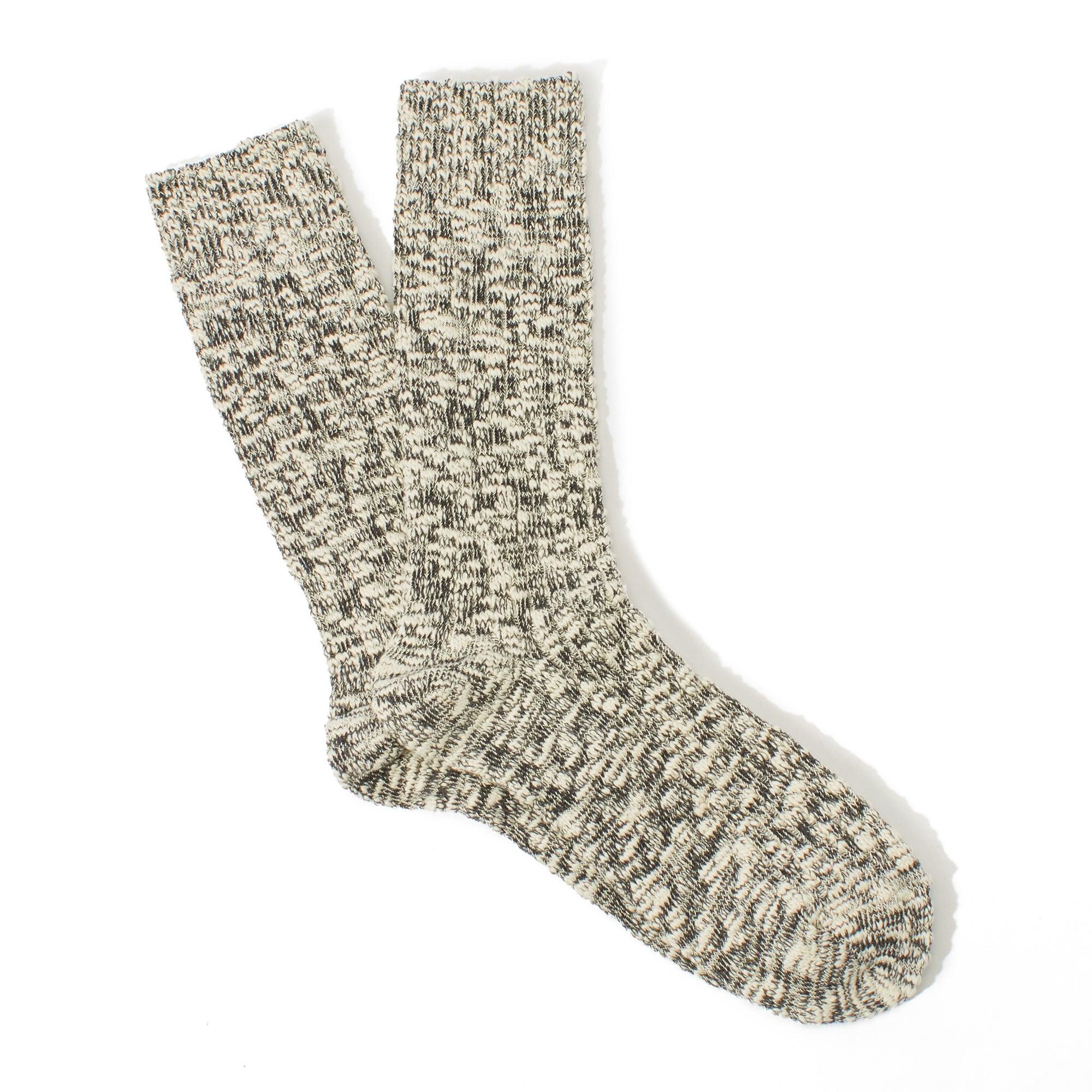 Light Weight Slub Crew Sock Black