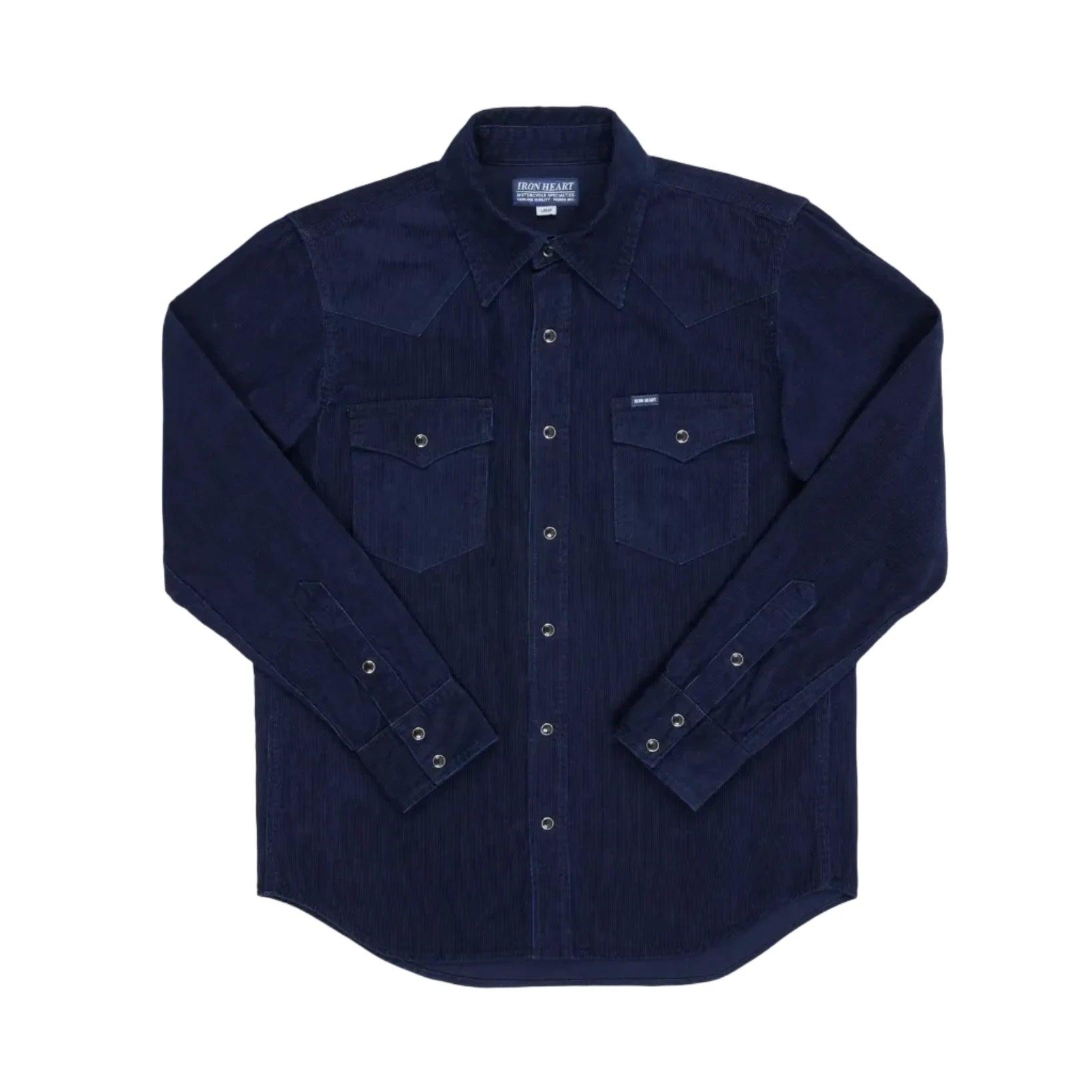 IHSH-438-IND 7.5oz Selvedge Corduroy Western Shirt Indigo