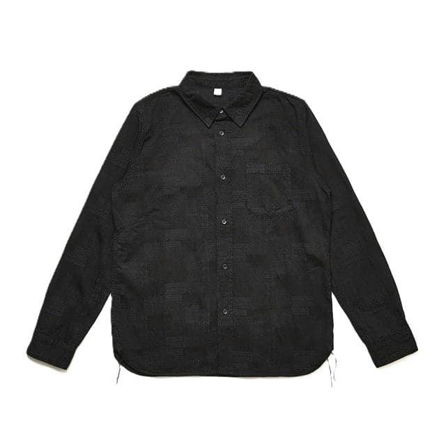 2239-BK Jacquard Patchwork Shirt Double Black